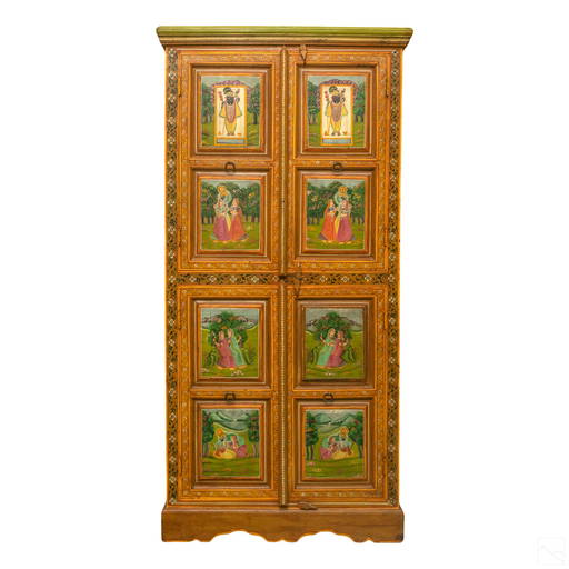 Indo Persian Hand Painted Wooden Storage (0039) on Nov 10, 2021 Hill Auction Gallery