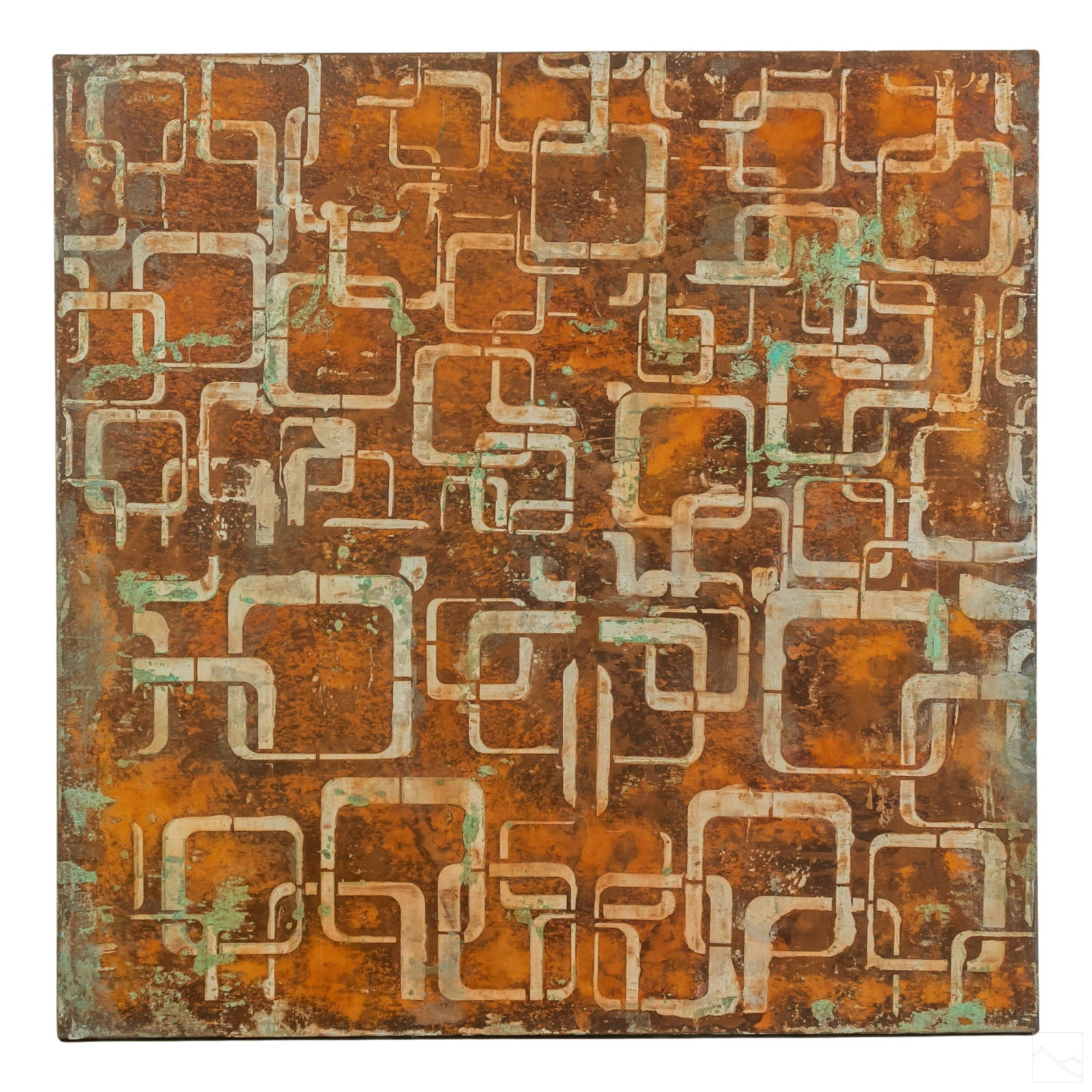 Modern Geometric Abstract Mixed Media Oil Painting (1 of 4)