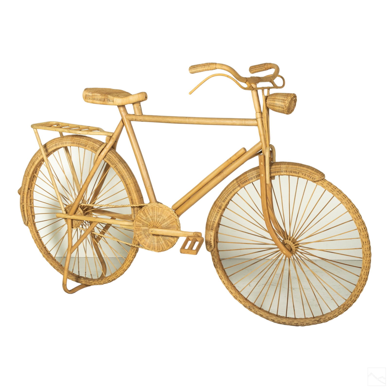 Unique Folk Art Wood Rattan Bicycle Art Sculpture (1 of 7)