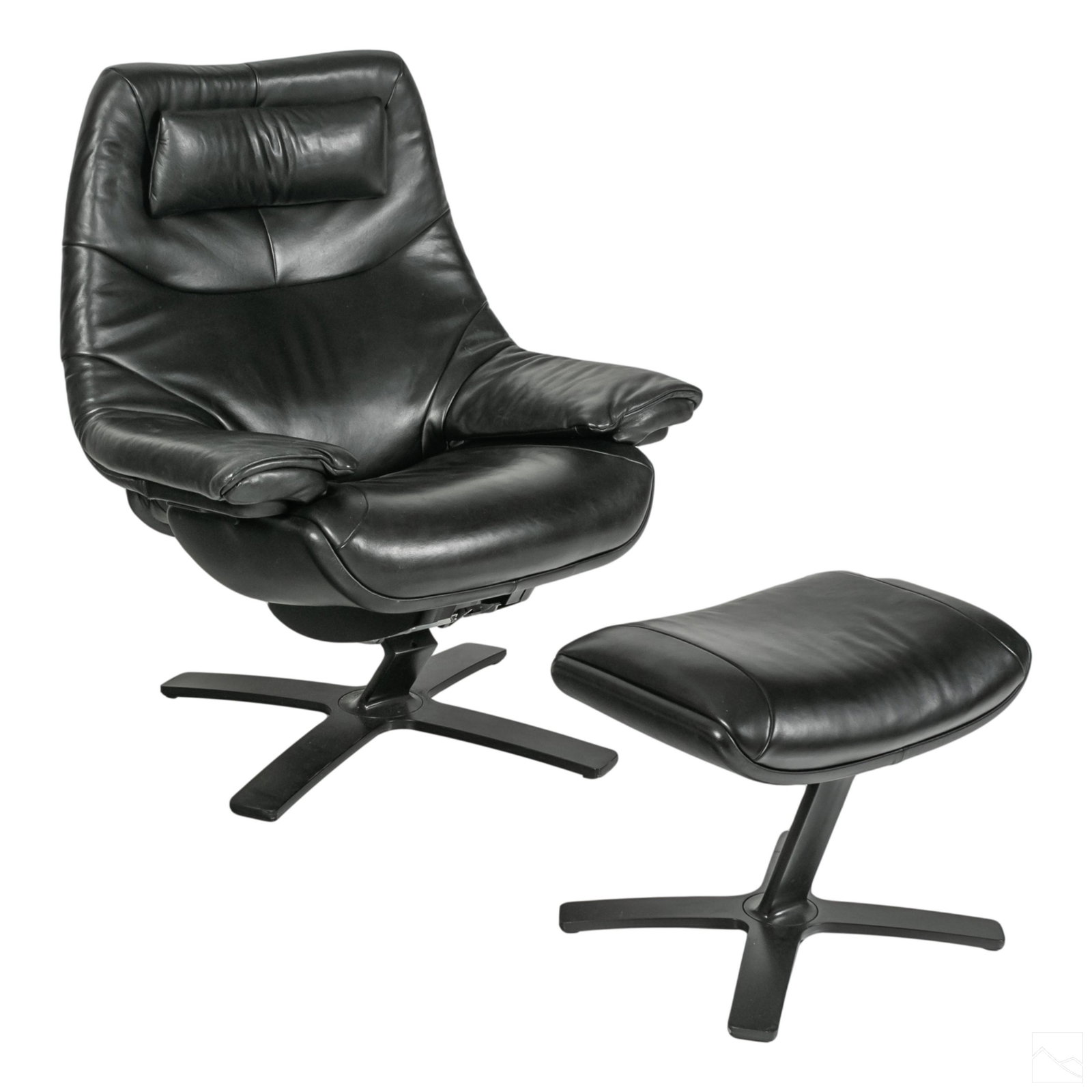 Natuzzi Re-Vive Leather Lounge Chair with Ottoman (1 of 8)