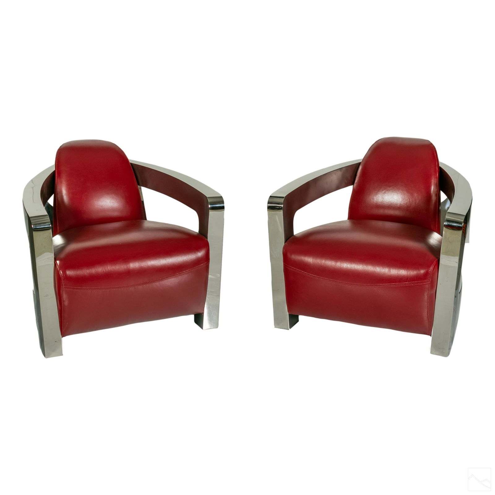 AVIATOR Modern Polished Steel Leather Club Chairs (1 of 6)