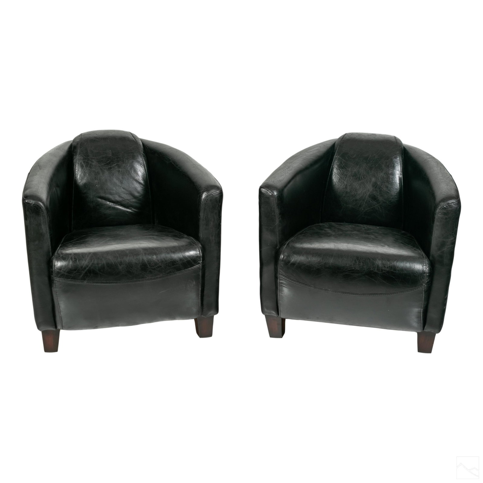 AVIATOR Style Distressed Black Leather Club Chairs (1 of 5)