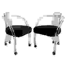 Charles Hollis Jones Style Lucite Club Armchairs First Image