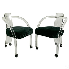 Charles Hollis Jones Style Lucite Club Armchairs First Image