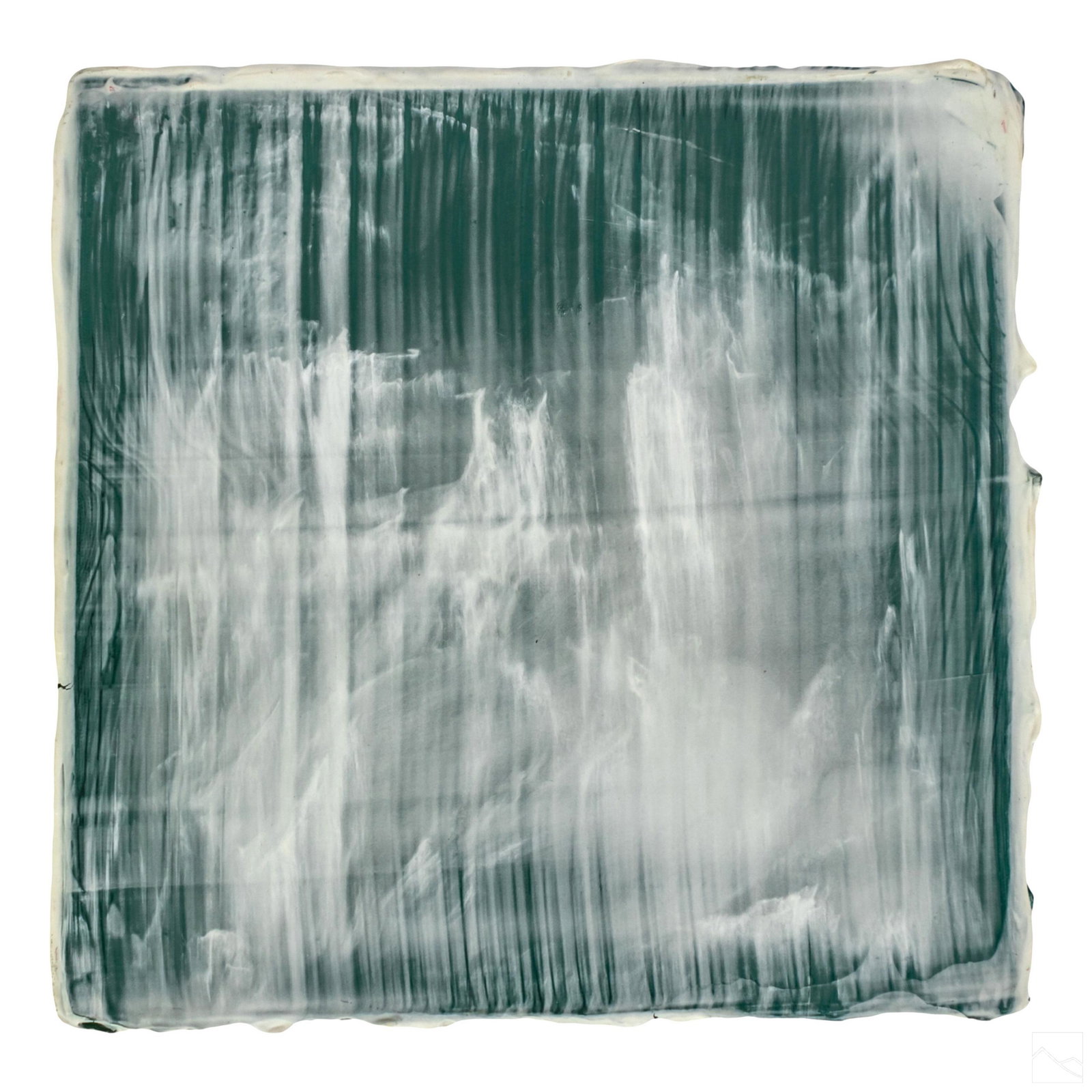 Jason Martin (British, b.1970) Monochrome Painting: Jason Martin (British, born 1970). Monochromatic mixed media painting on canvas. Featuring active textured tones of metallic green and flat white pigment. Museum Inventory No. 26.2002.005. Retains mus