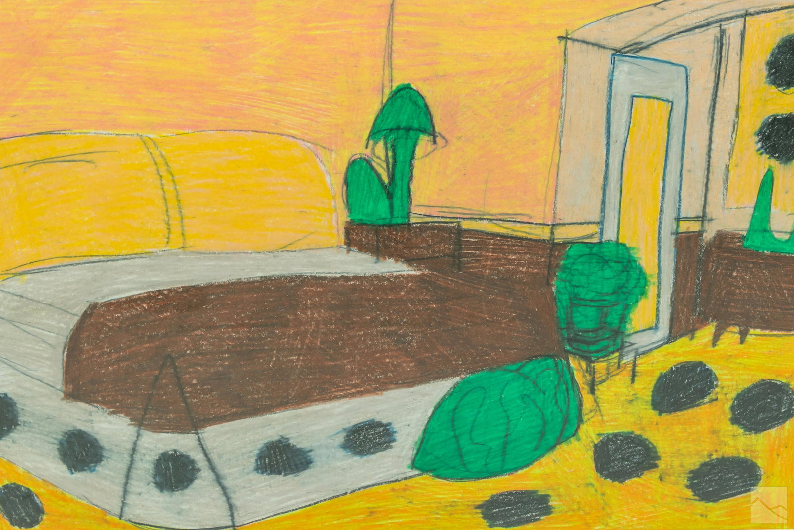 Michael LeVell (b1964) Naive Interior Art Drawing (1 of 4)