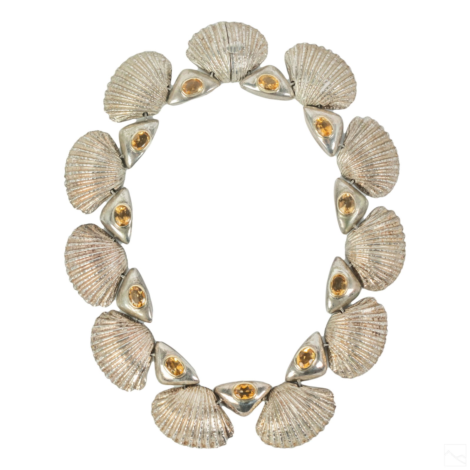 18K Gold & Sterling Silver Citrine Shell Necklace (1 of 5)