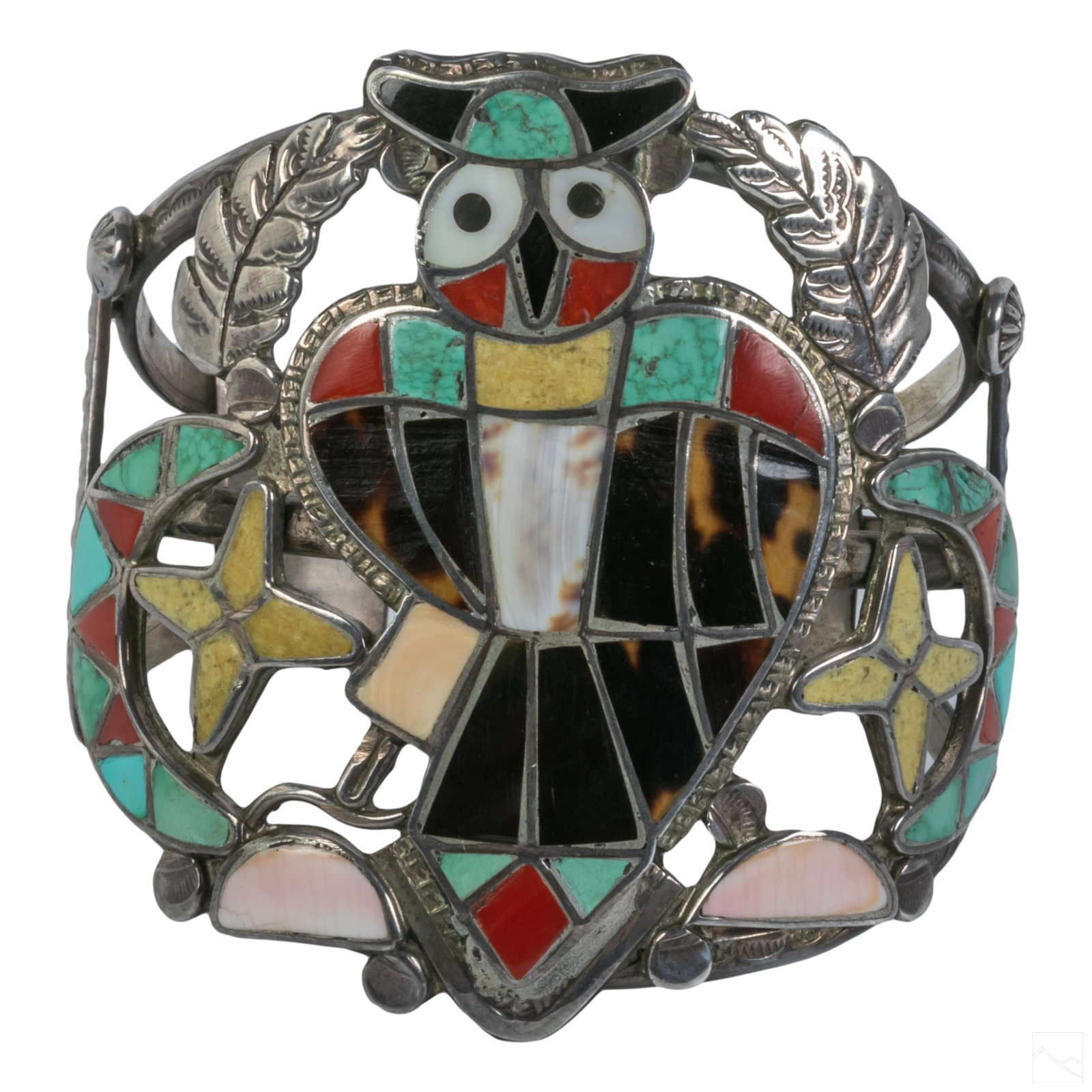 Theodore Edaakie Channel Sterling Silver Owl Cuff (1 of 6)