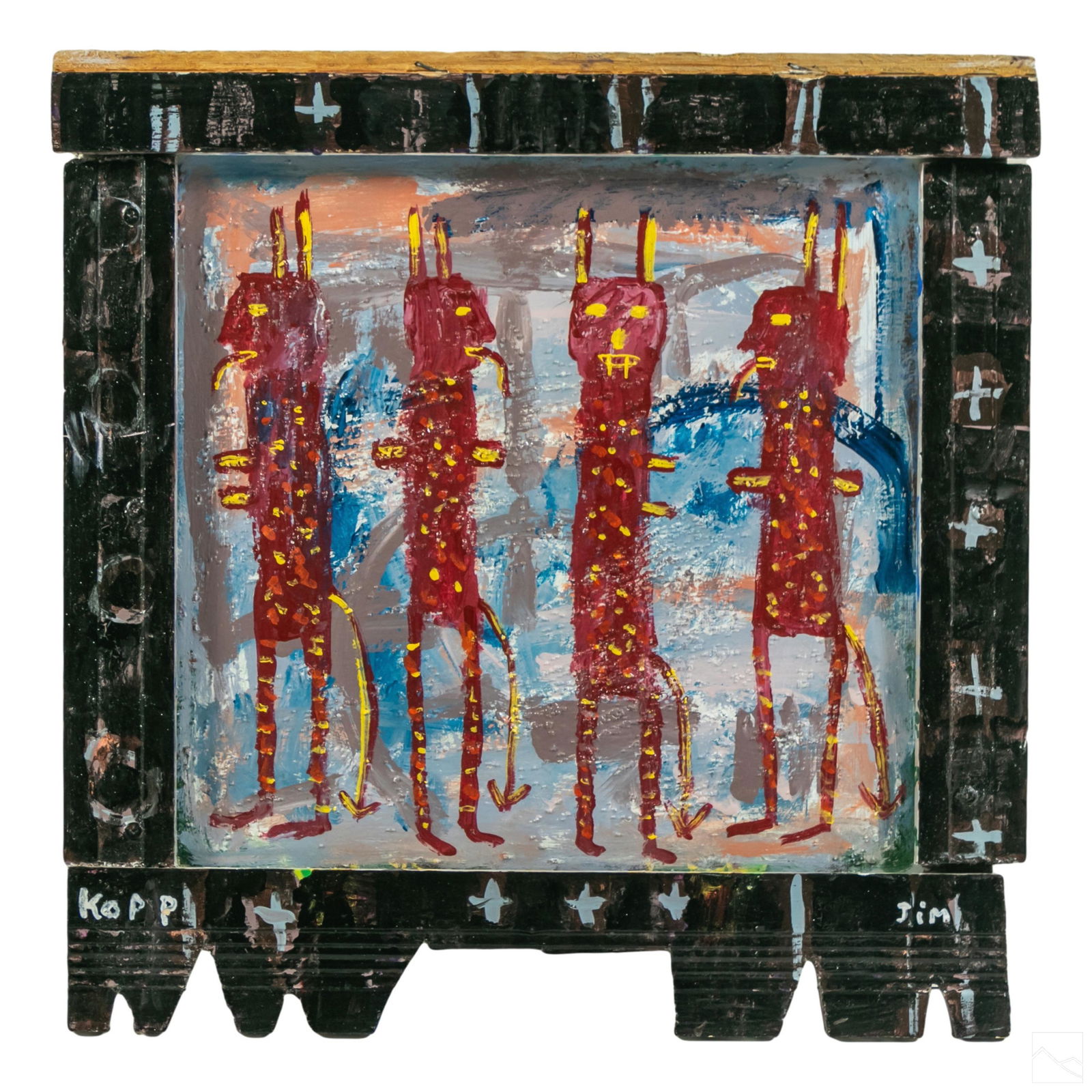 Jim Kopp b.1968 Modern Outsider Folk Art Painting (1 of 6)