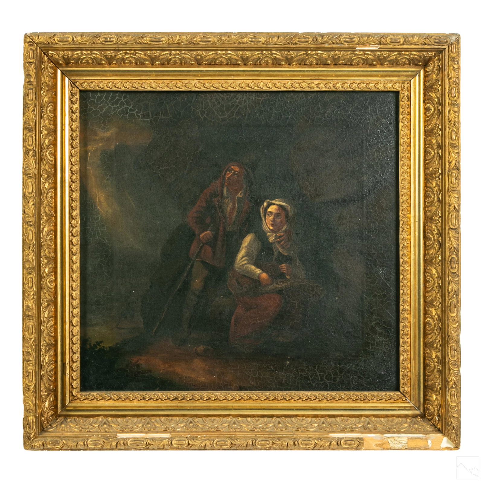 Figural Art Interior Antique Portrait Oil Painting (1 of 4)