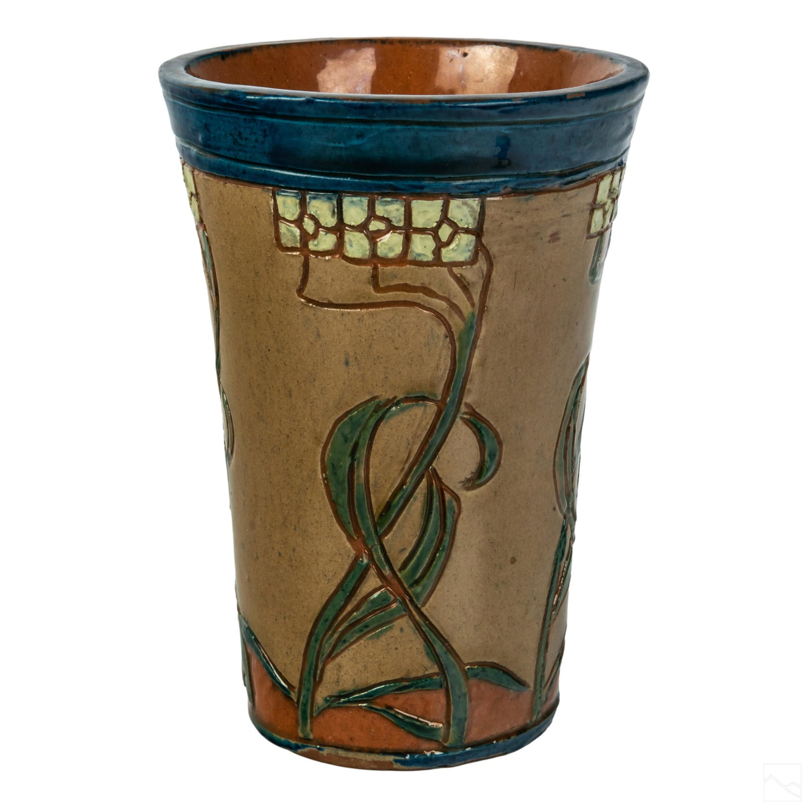 William Jervis 19C. Secessionist Rose Pottery Vase (1 of 4)