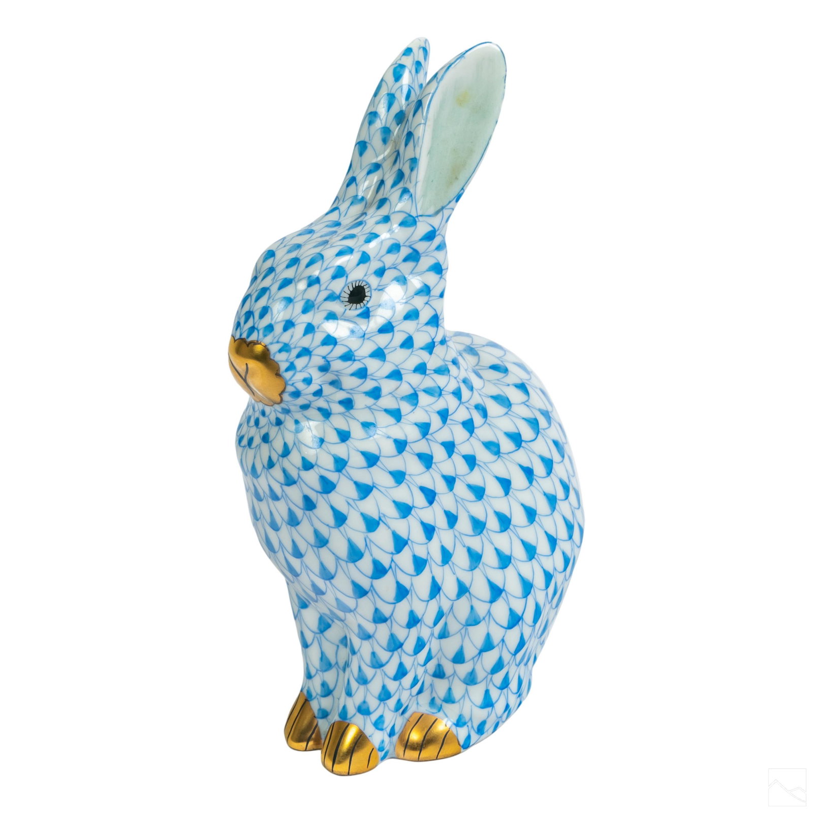 Herend Porcelain Blue Fishnet Wild Rabbit Figurine (1 of 5)