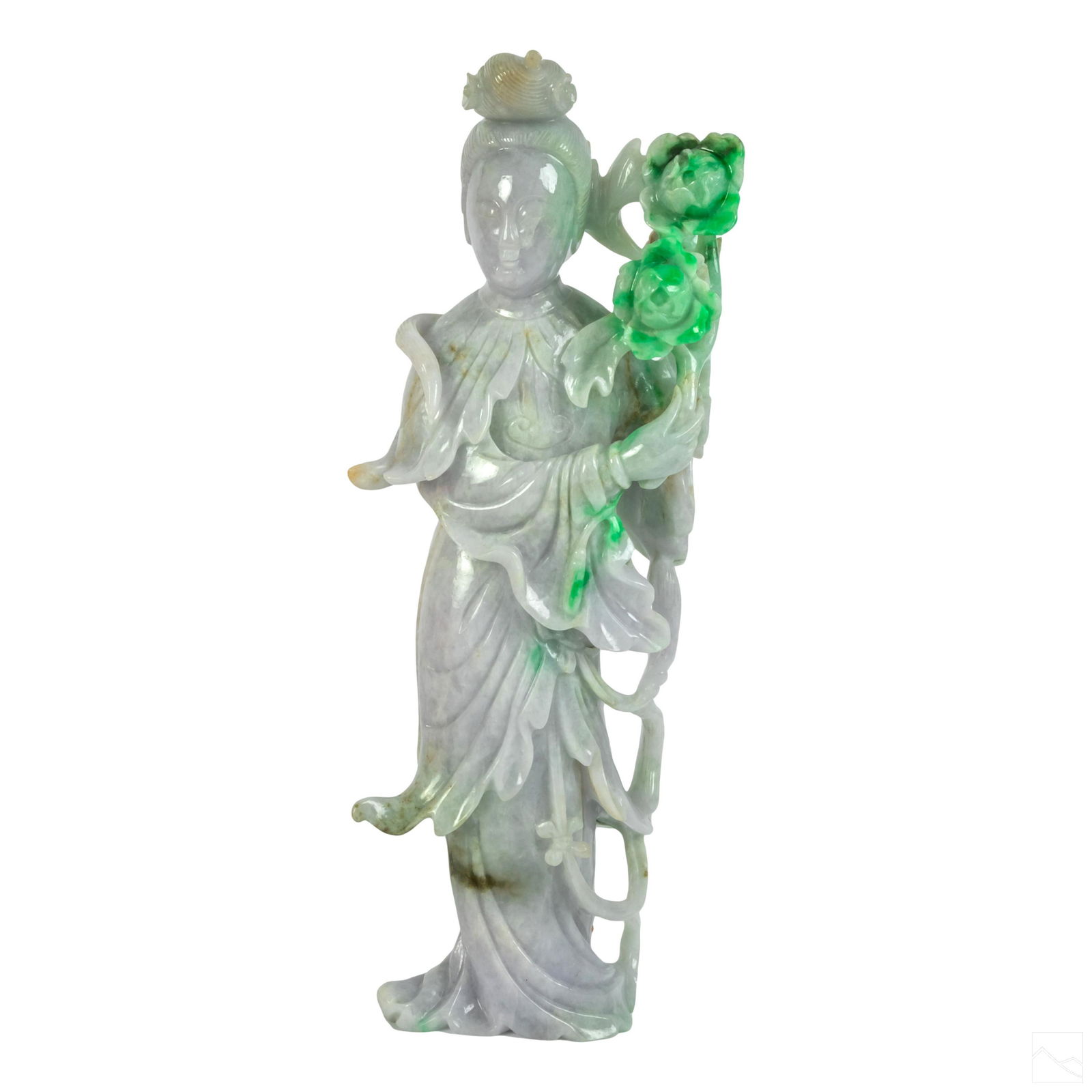Chinese Carved Green Jade Guanyin Figure Sculpture (1 of 6)