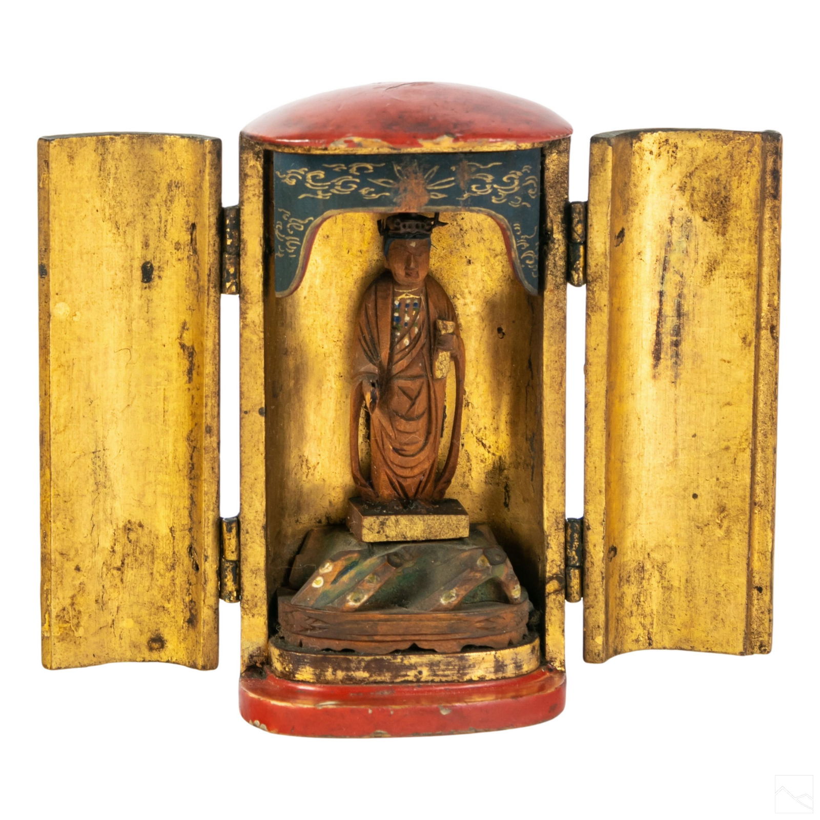 Japanese Figural Buddha Lacquered Wood Shrine Box (1 of 4)