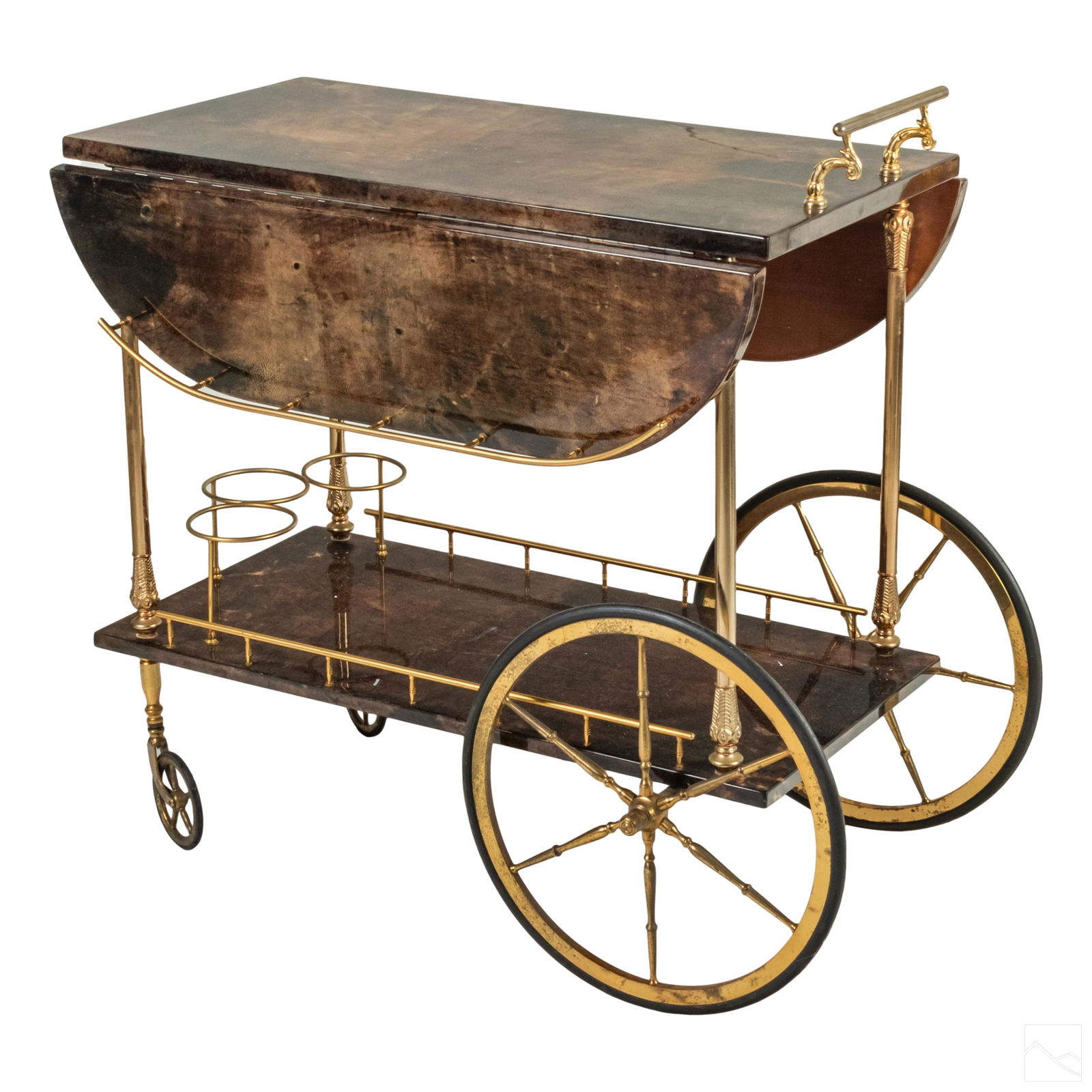 Aldo Tura Italian Modern Goat Skin Liquor Bar Cart (1 of 8)