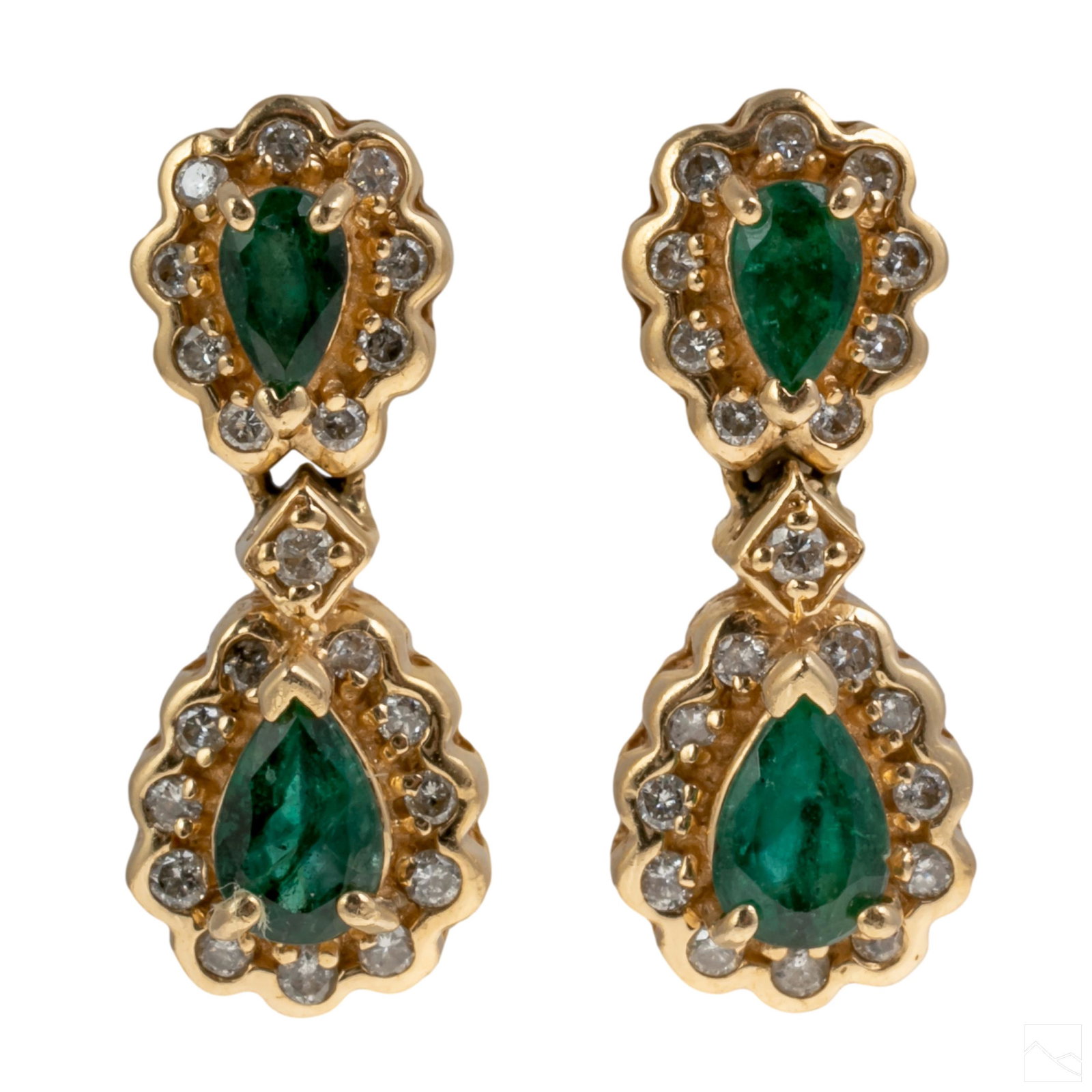 14K Gold 1.25 CTTW Pear Emerald & Diamond Earrings (1 of 5)