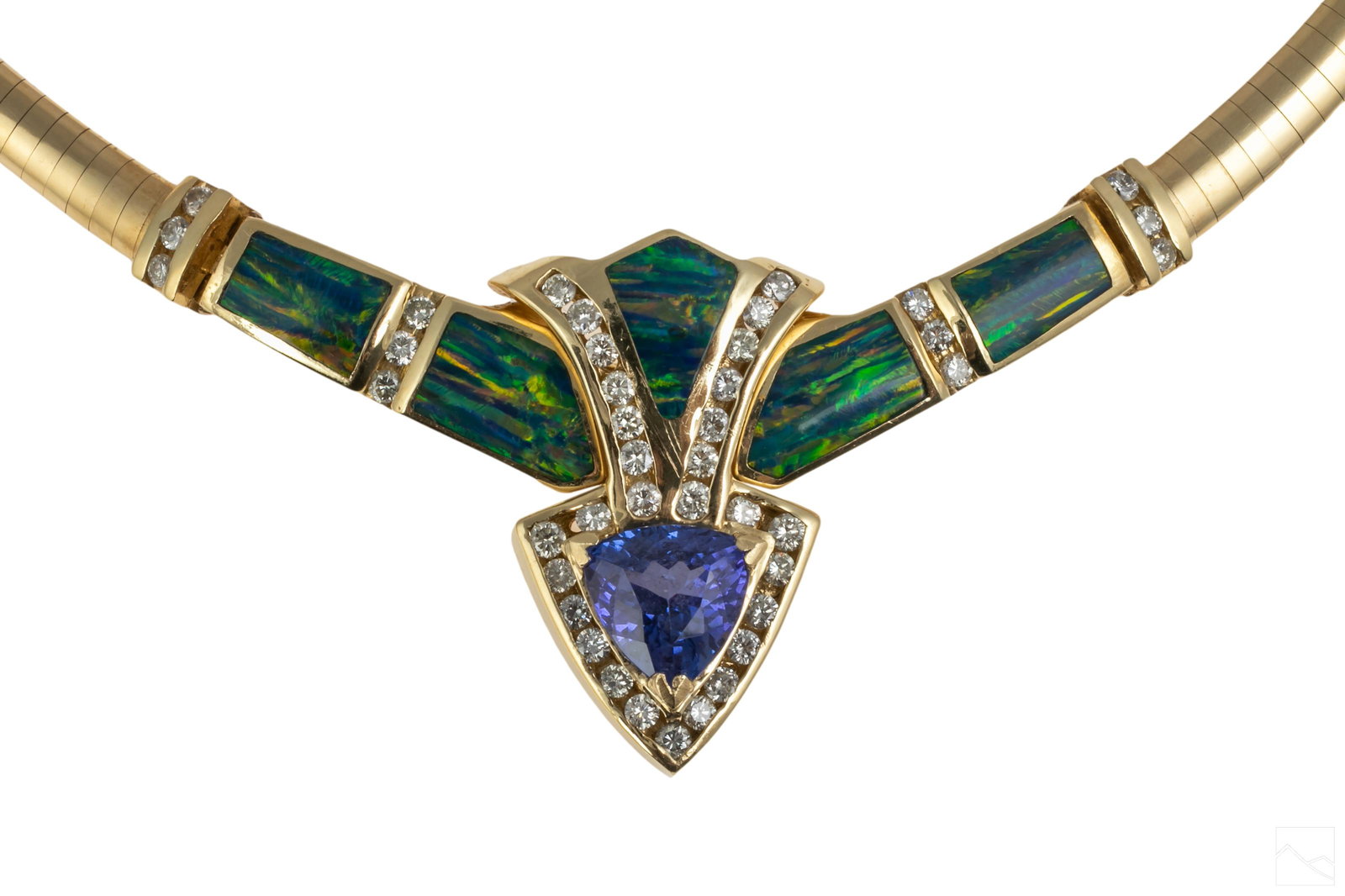 14K Gold 4.8 Carat Tanzanite Diamond Opal Necklace (1 of 6)
