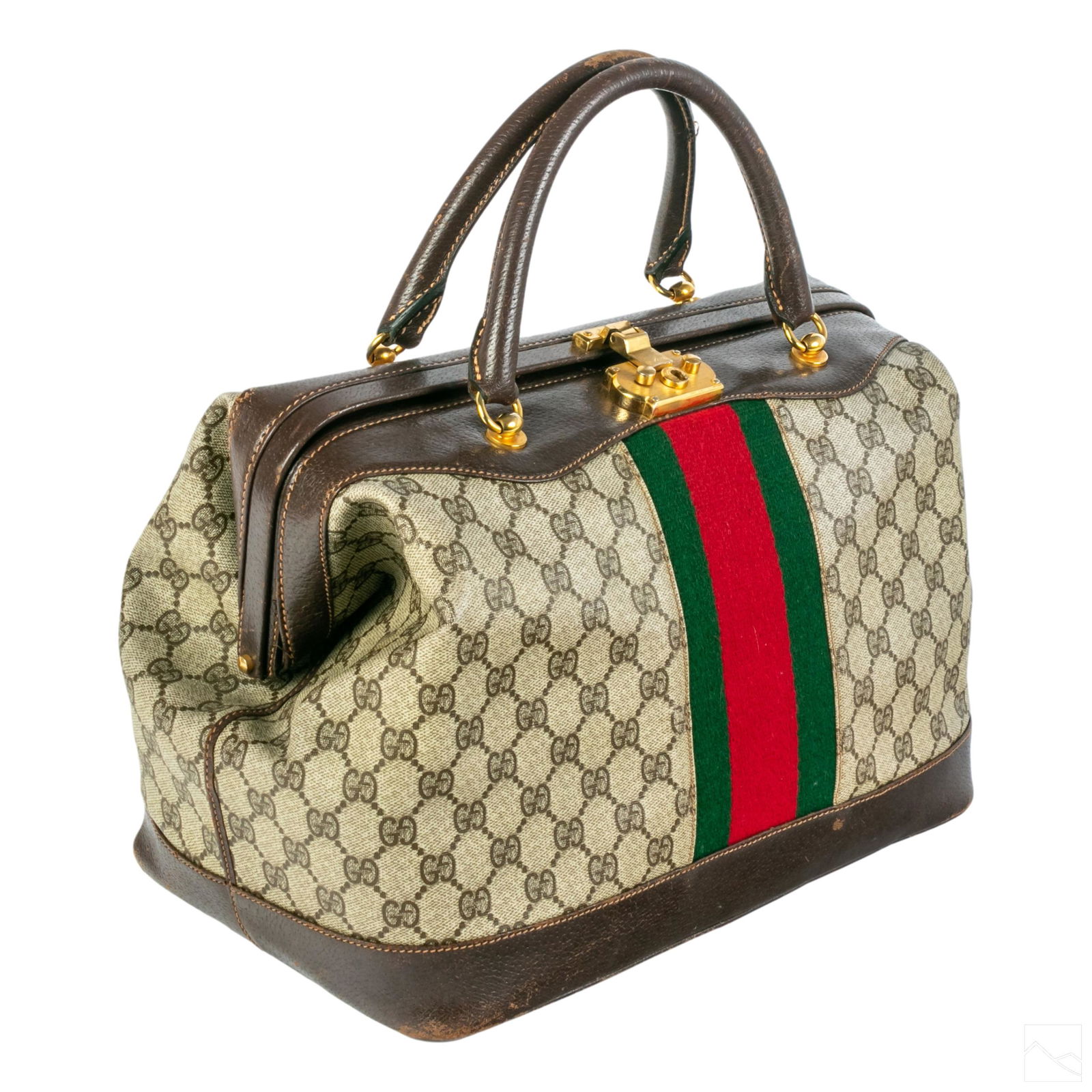 Gucci Gg Italian Monogram Canvas Doctors Bag Purse
