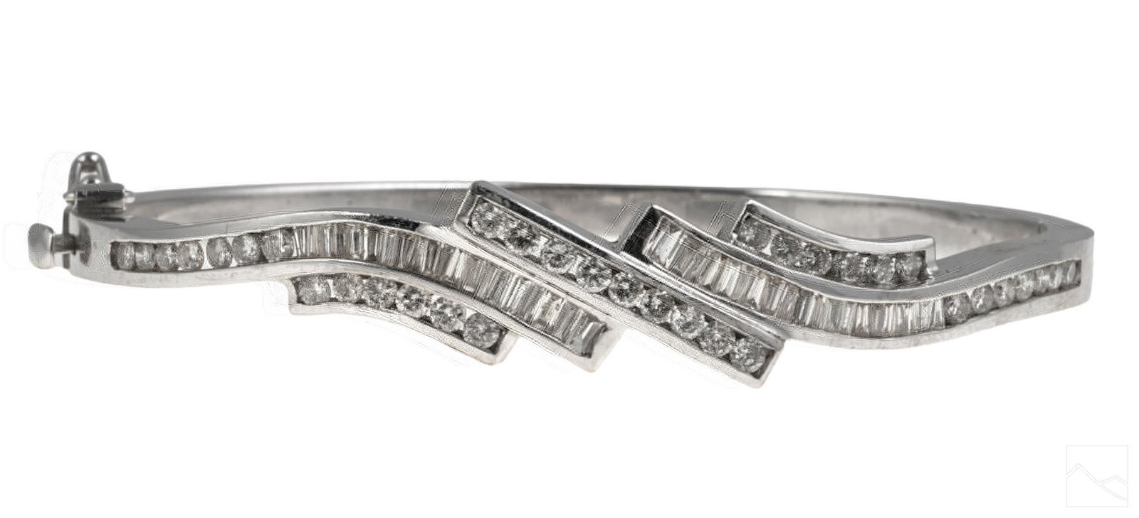 14K Gold Modern 2 CTTW Diamond Bangle Bracelet 22g (1 of 9)
