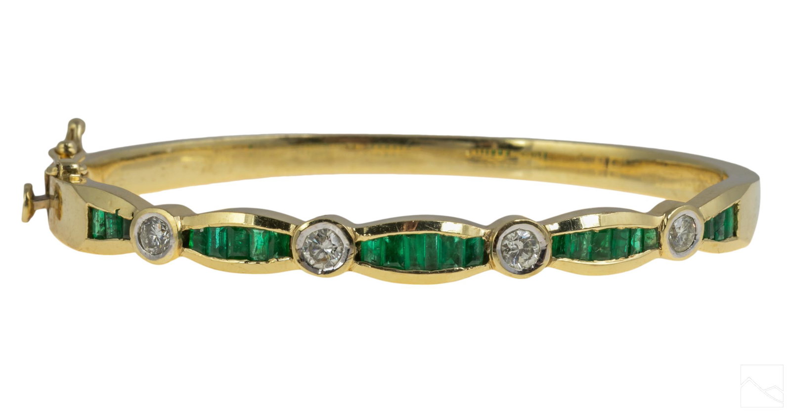14K Gold 1 CTTW Diamond & Emerald Bangle Bracelet (1 of 8)