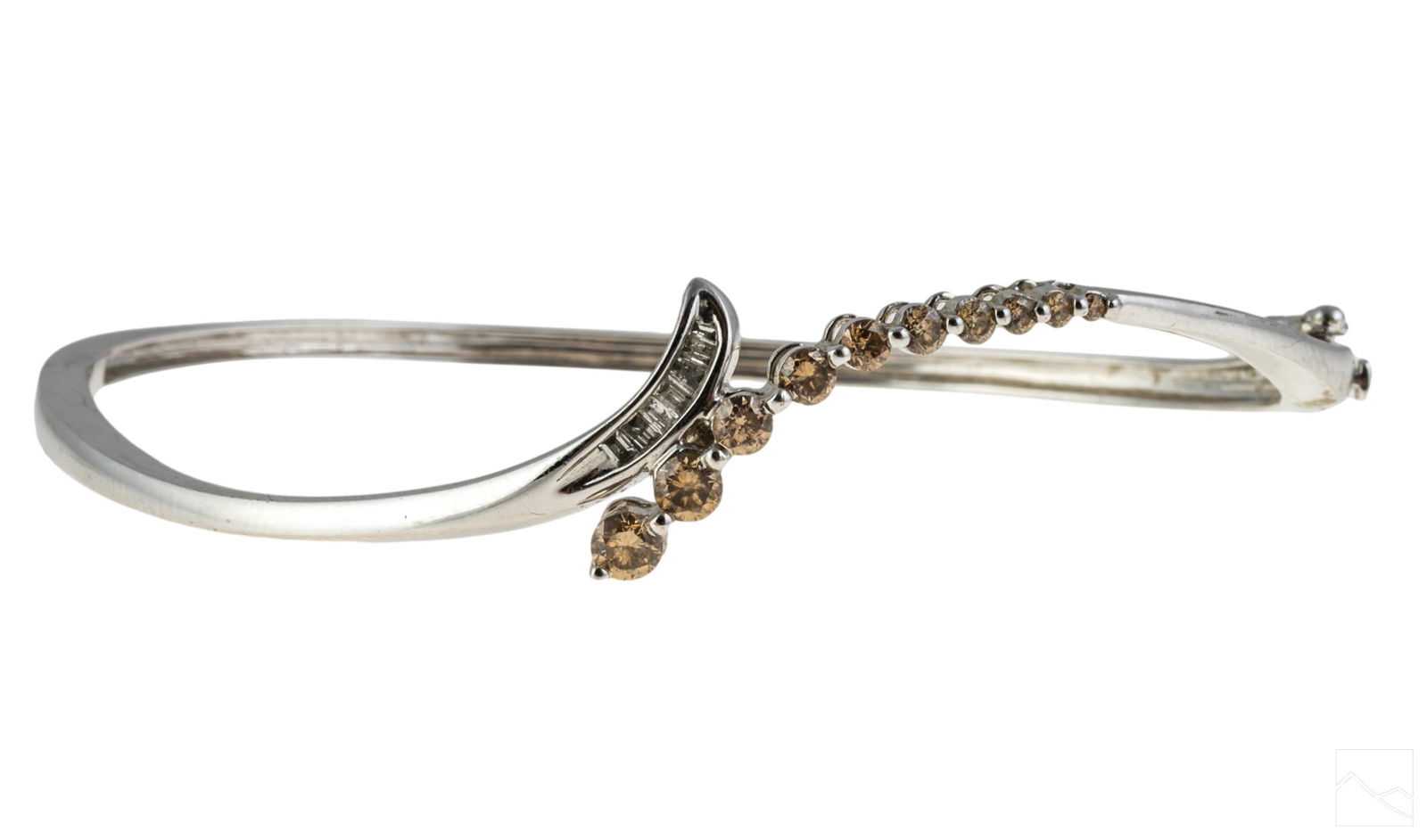 10K White Gold 1/2 CT Diamond Bangle Bracelet 9.6g (1 of 6)