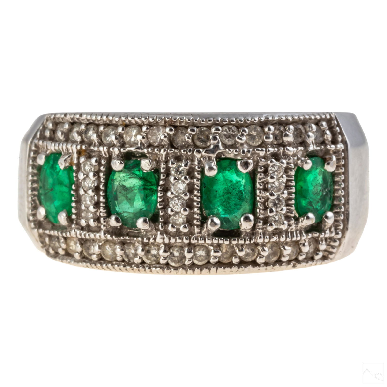 14K White Gold 1/2 CTTW Emerald Diamond Ring Sz 7 (1 of 6)