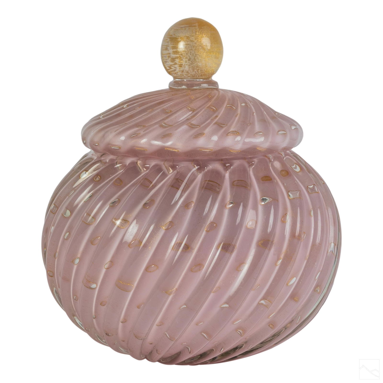 Murano Venetian Glass Pink Gold Flecked Lidded Jar (1 of 6)