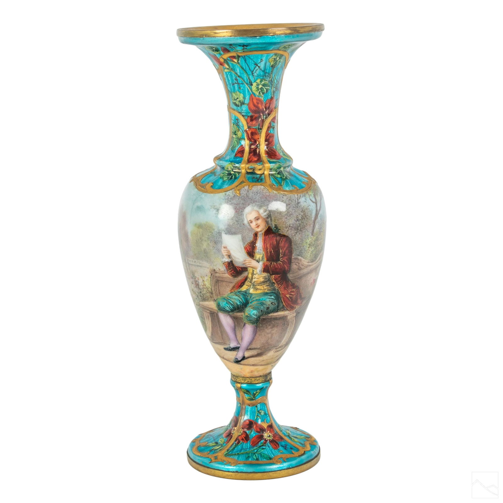Limoges French Gilt Bronze Figural Landscape Vase (1 of 5)