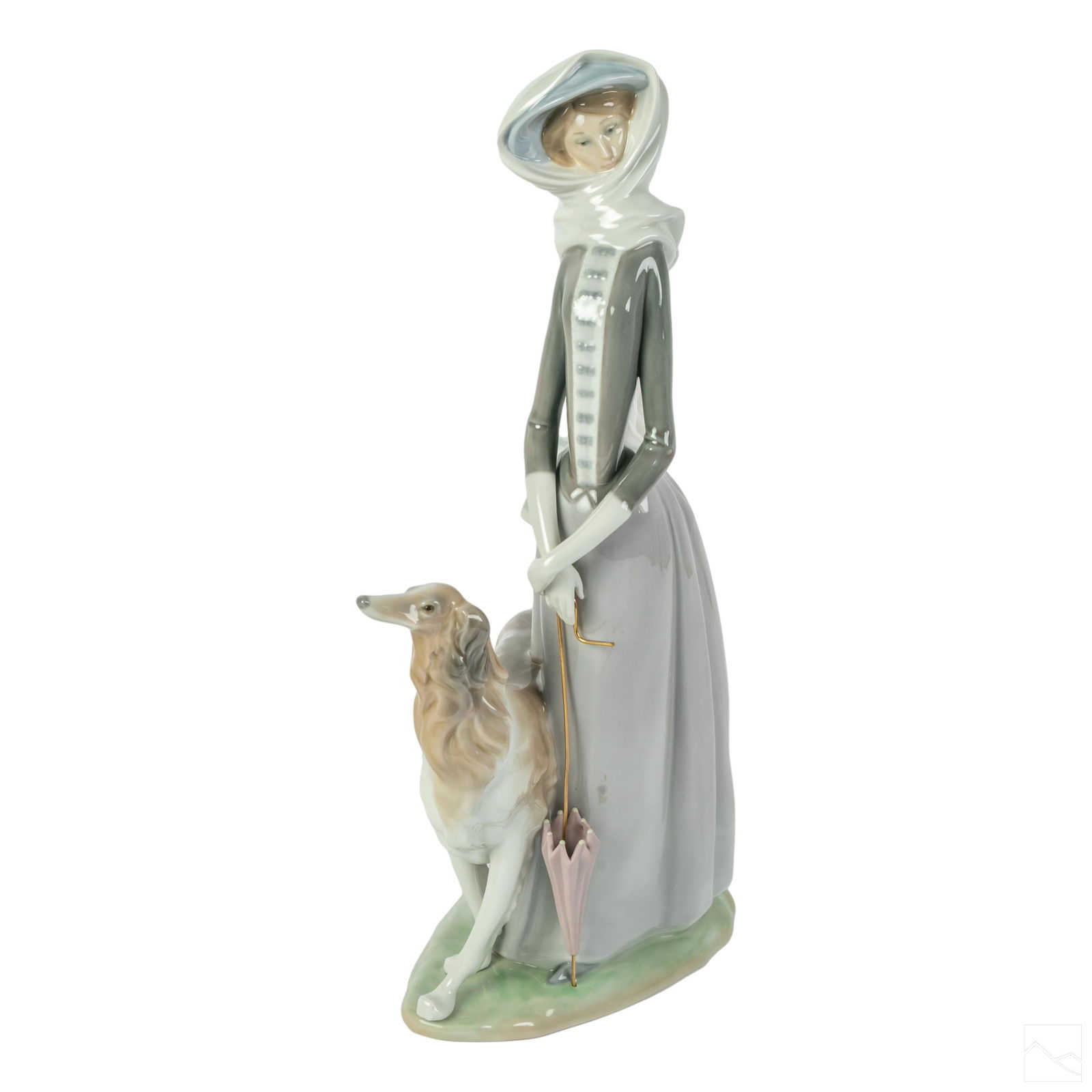 Lladro Glazed Porcelain Lady & Greyhound Figurine (1 of 6)