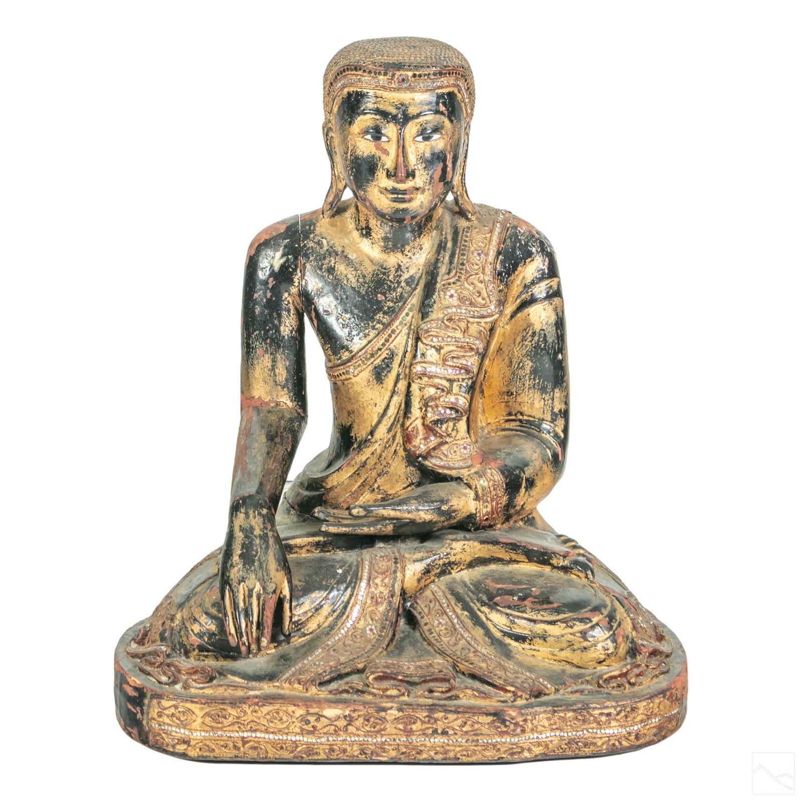 Burmese Gilded and Bejeweled Wood Buddha Sculpture (1 of 7)