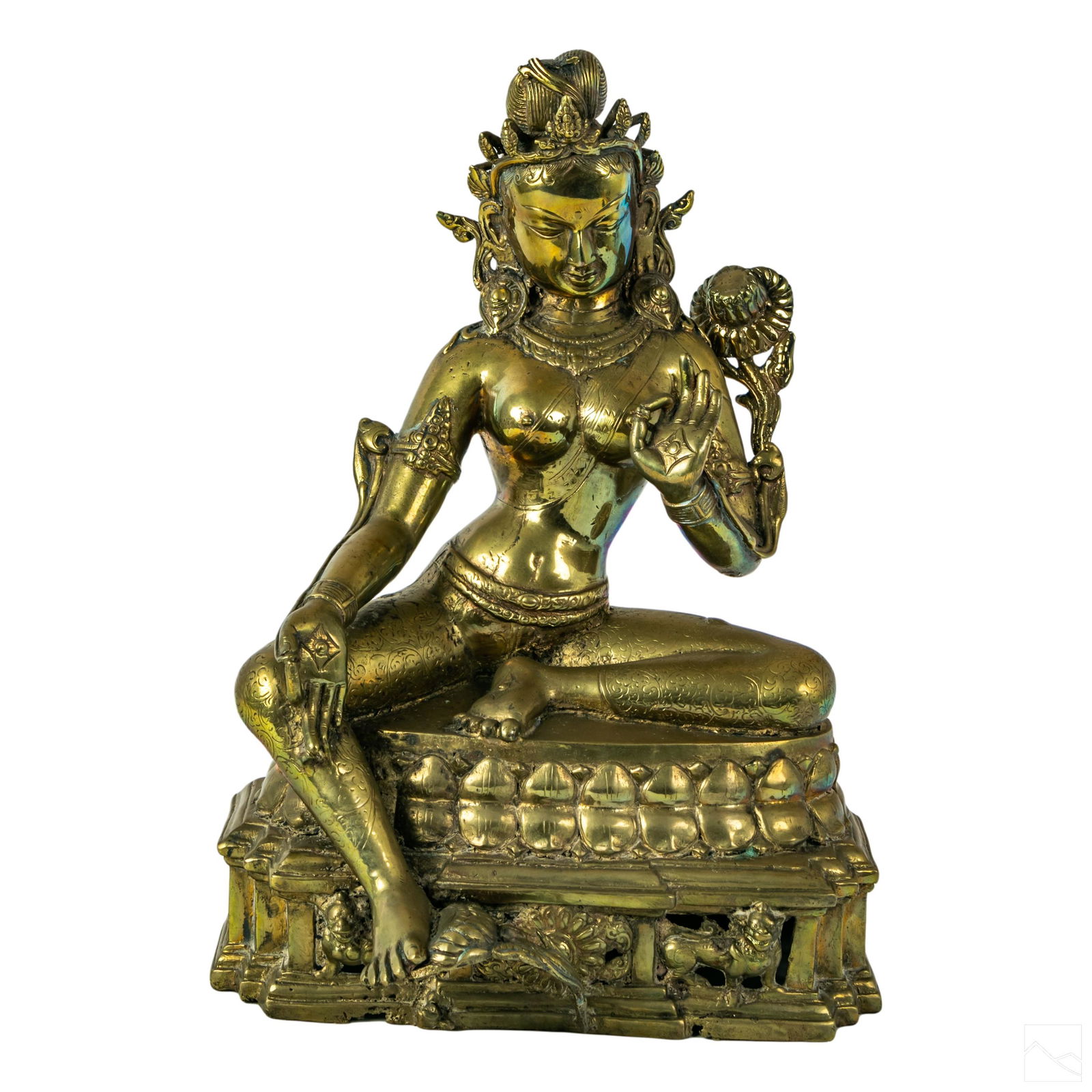 Indo Buddhist Immortal Tara Brass Figure Sculpture (1 of 6)