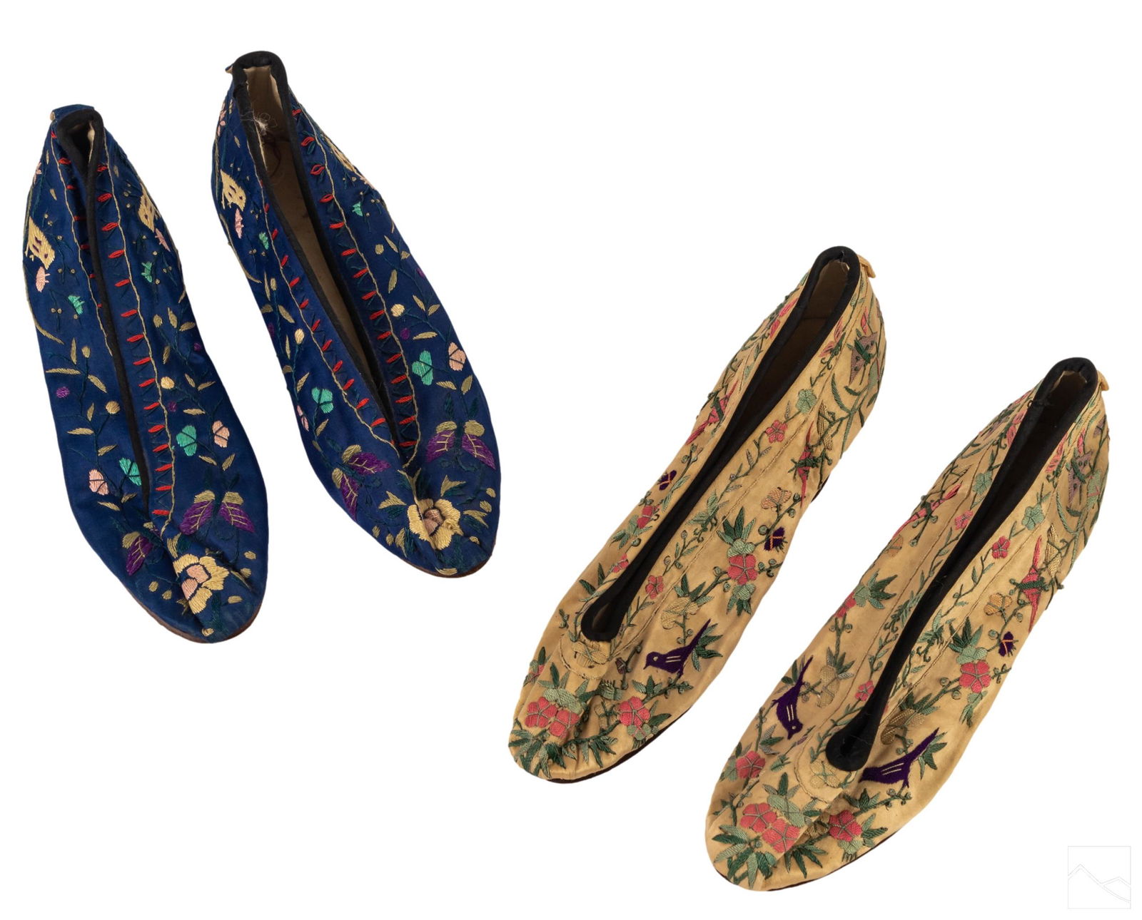 Chinese Vintage Embroidered Silk Shoes TWO PAIRS (1 of 8)
