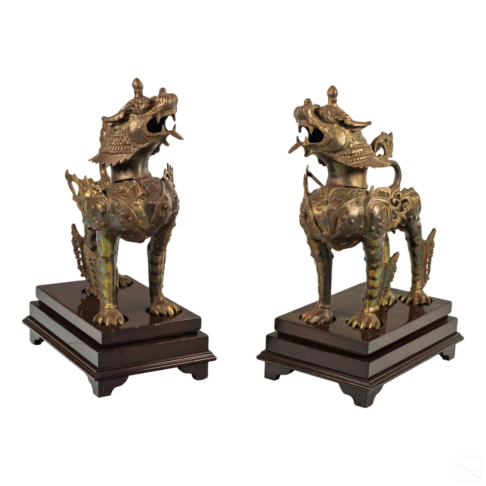 Chinese Pair Brass Guardian Lion Foo Dog Sculpture (1 of 4)