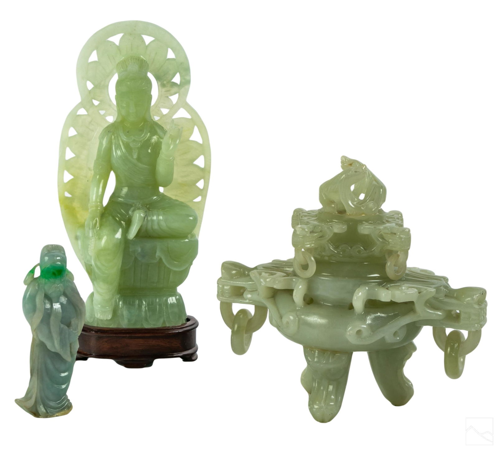 Chinese Jade Immortal, Guanyin & Censer Sculptures (1 of 6)