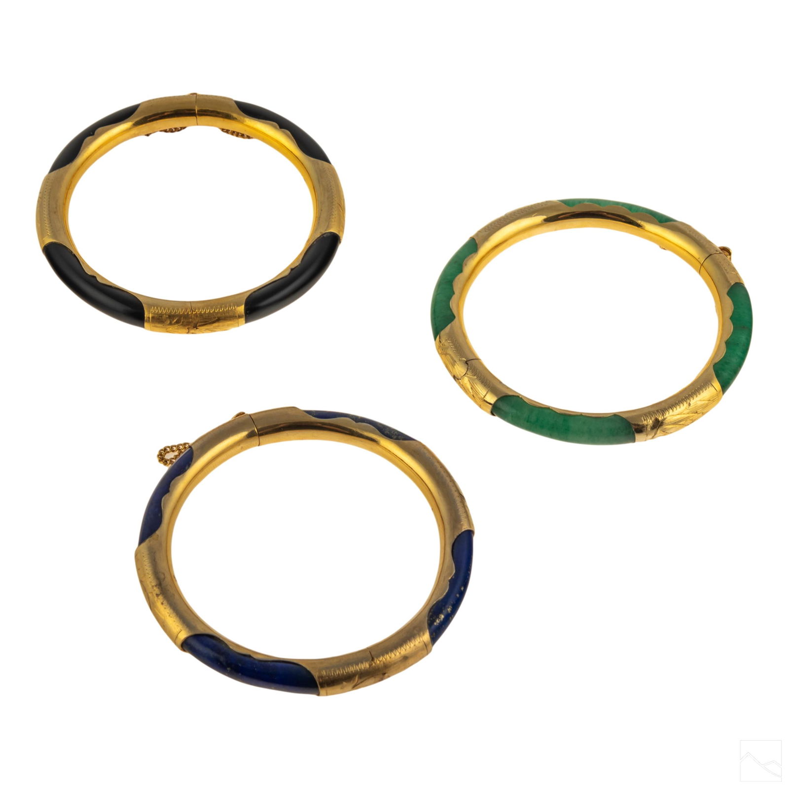 Chinese Jade, Onyx and Lapis Bangle Bracelets SET (1 of 6)