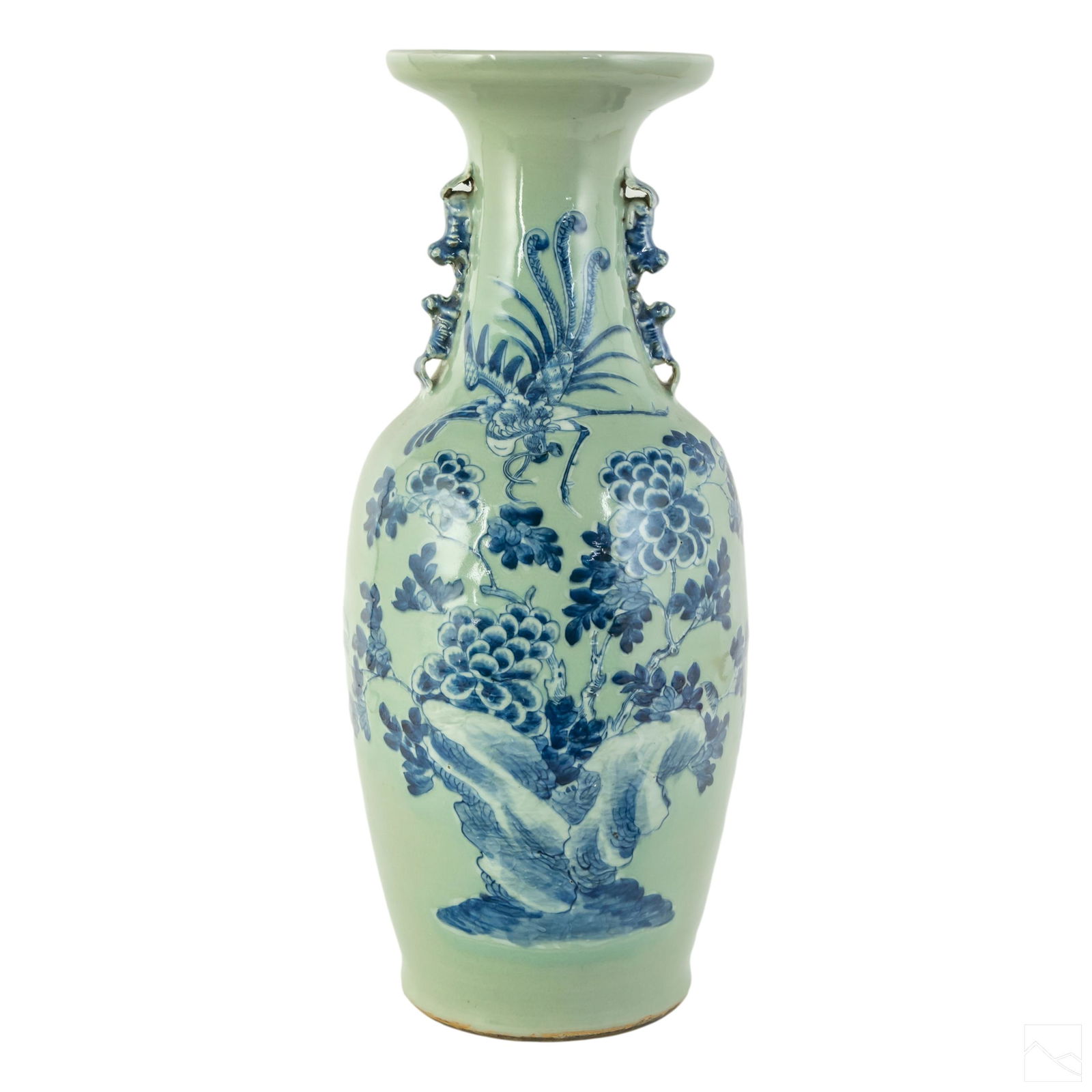 Chinese Porcelain Blue White Celadon Floral Vase (1 of 6)