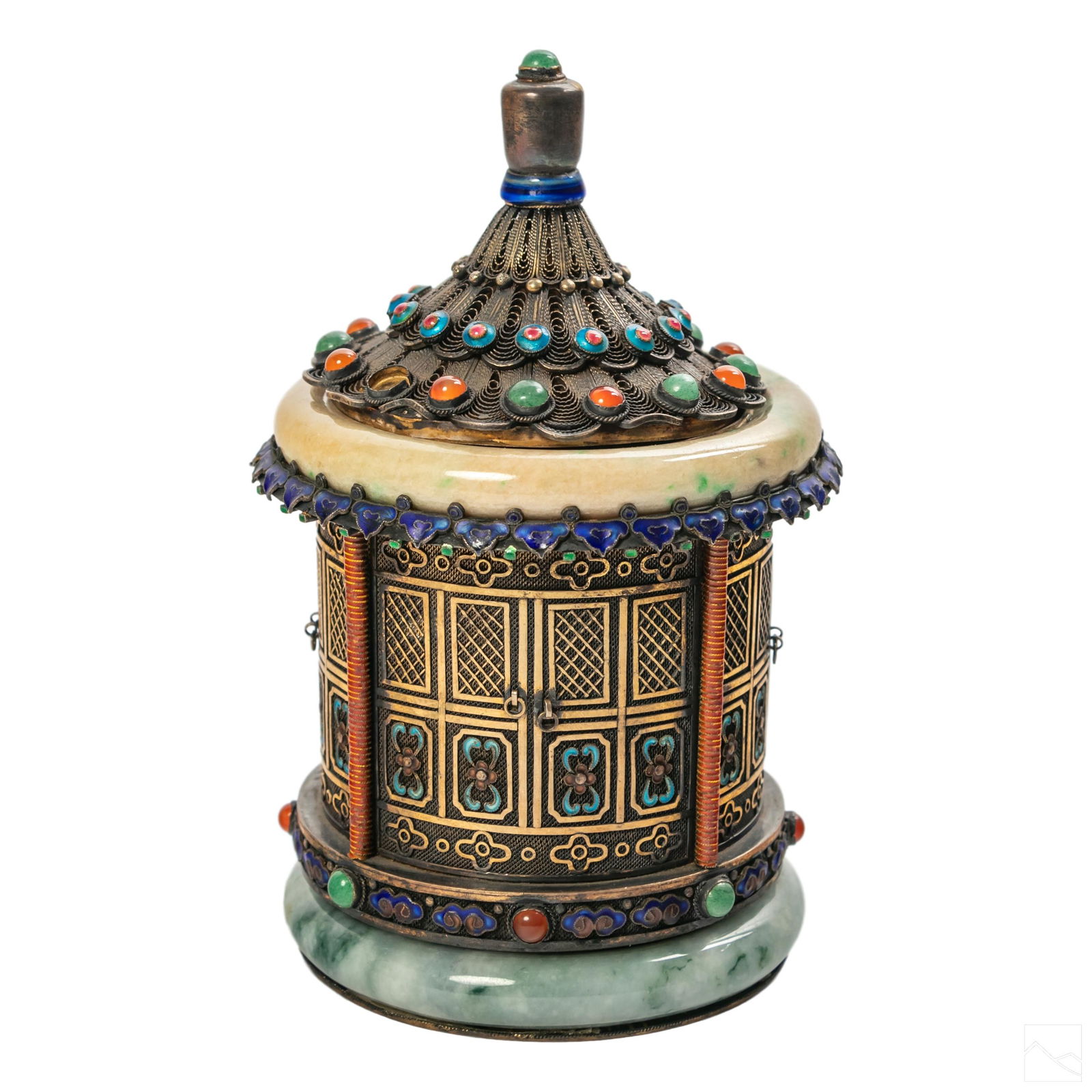 Chinese Antique Silver Filigree Jade Bracelet Box (1 of 8)