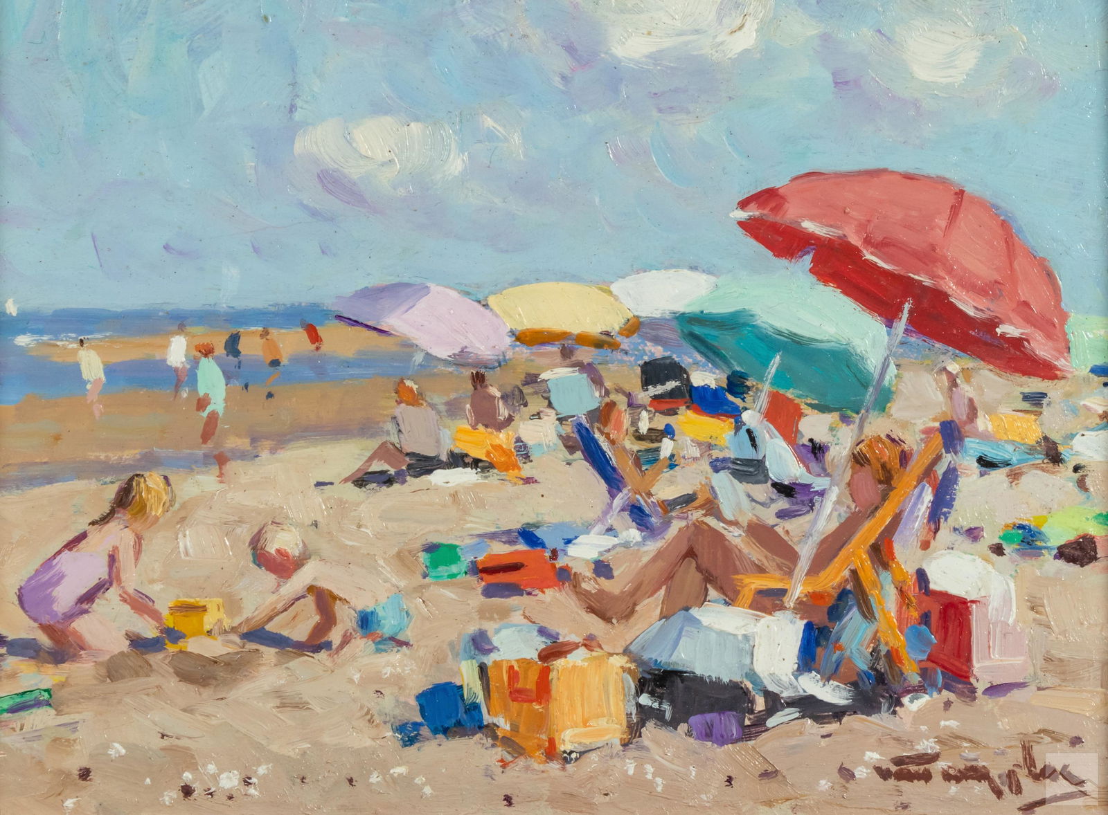 Niek Van Der Plas (b.1954) Figural Beach Painting (1 of 5)