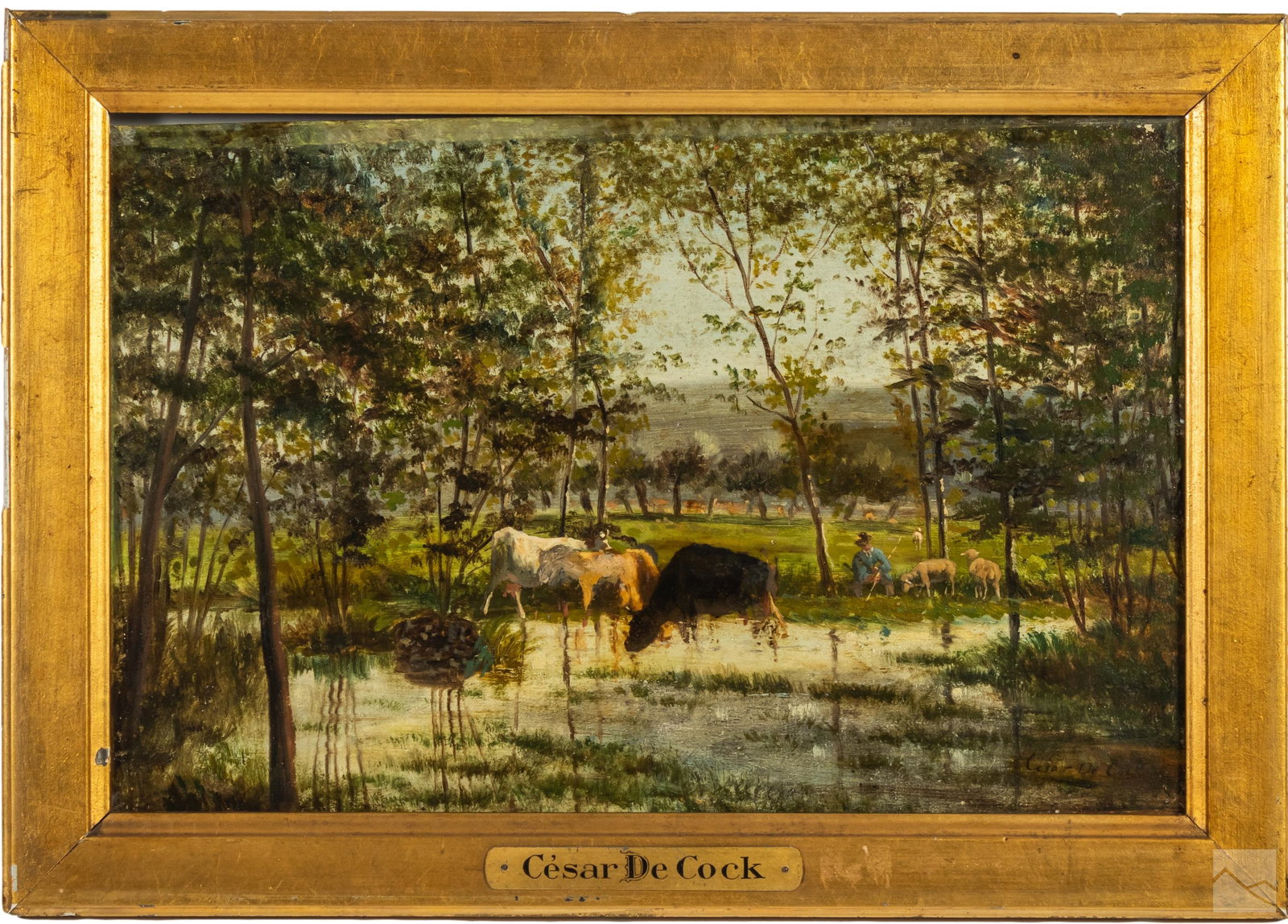 Cesar De Cock 1823-1904 Belgian Landscape Painting (1 of 4)