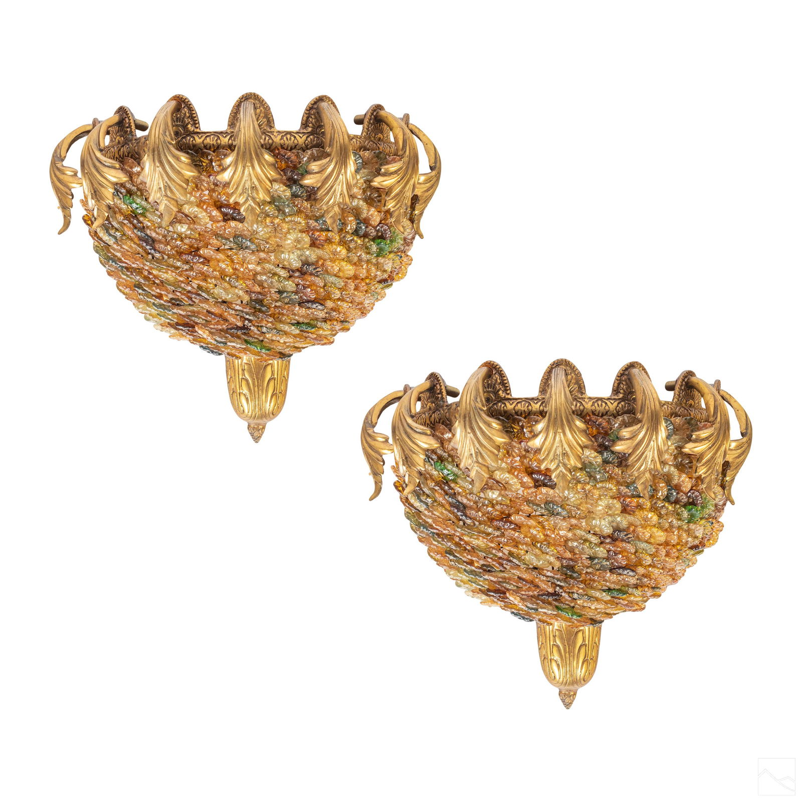 Murano Venetian Art Glass Floral & Bronze Sconces (1 of 7)