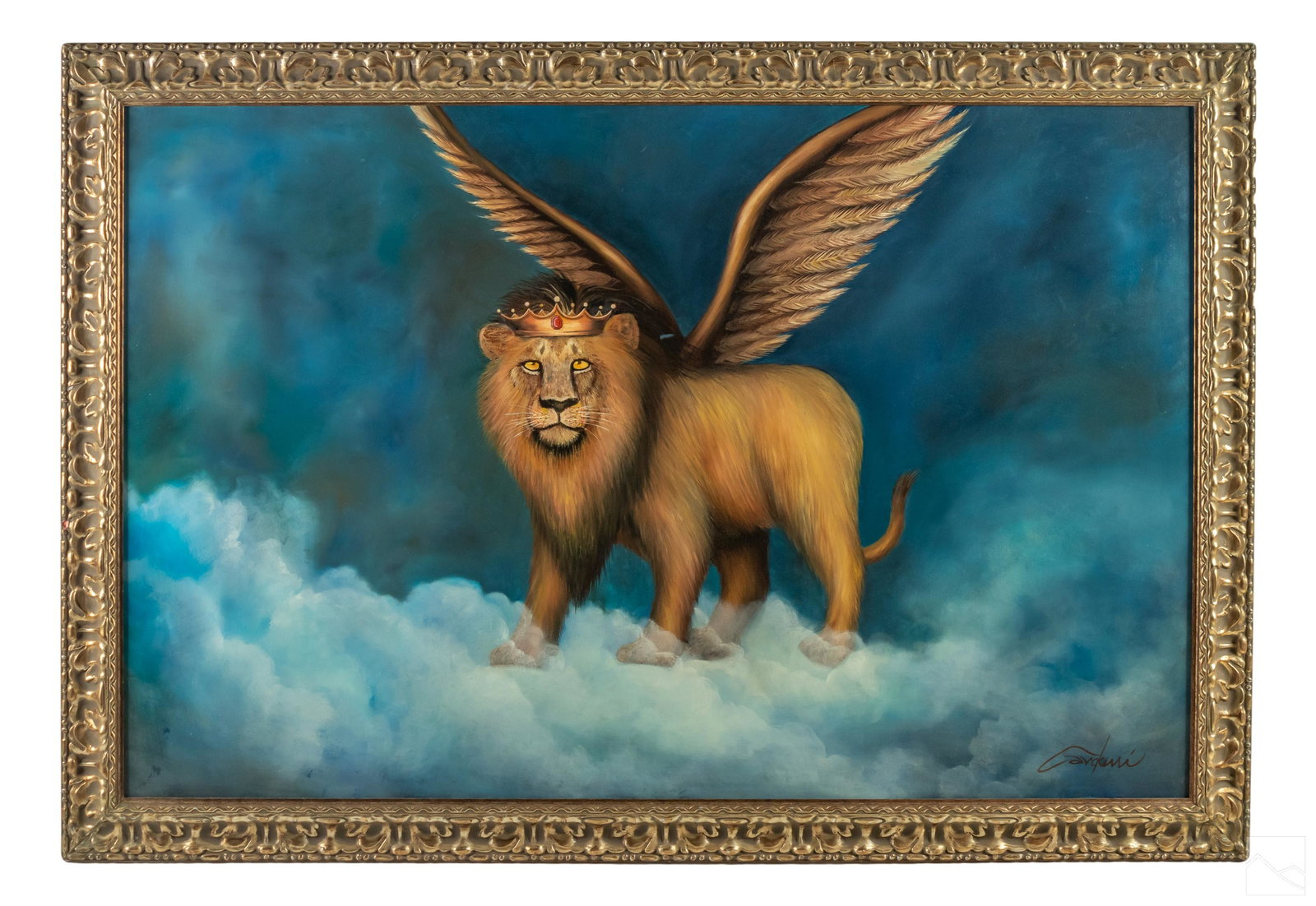 Gardani 20C Crowned Winged Lion of Venice Painting (1 of 4)