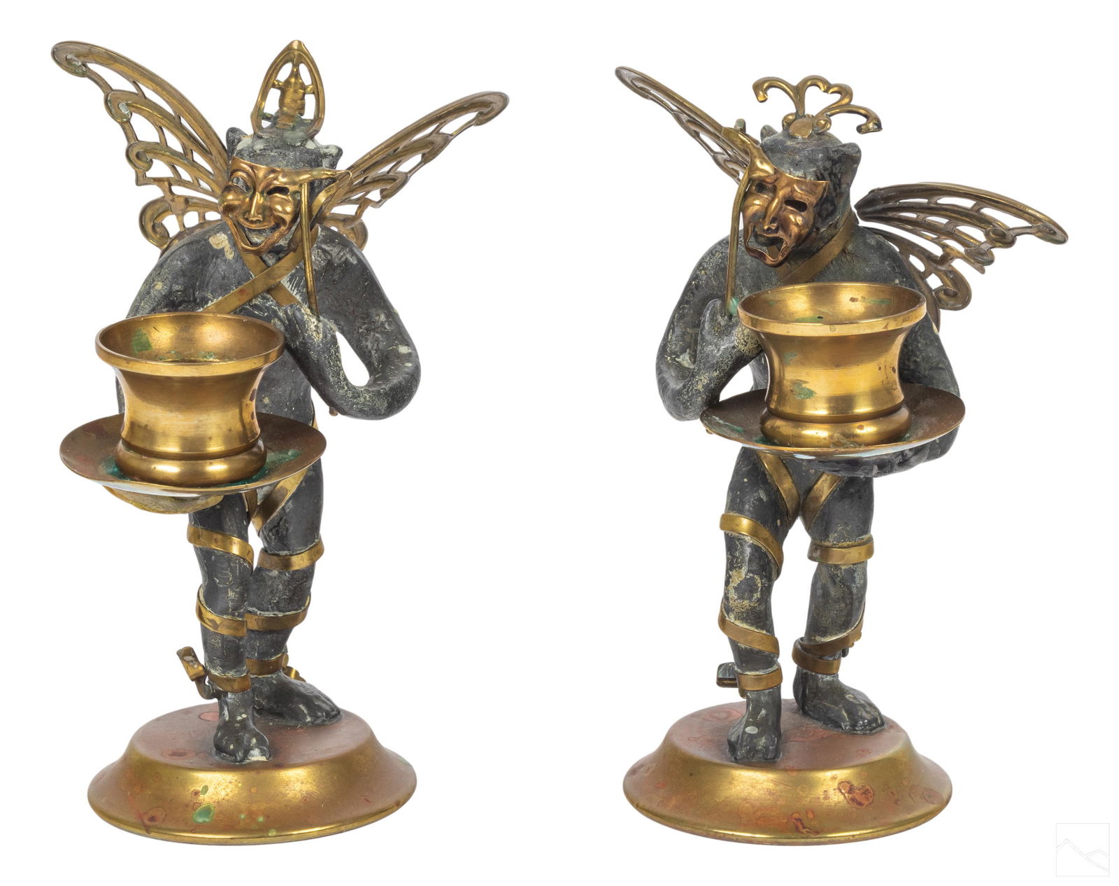 Pair of Flying Monkeys Bronze Pewter Candlesticks (1 of 4)