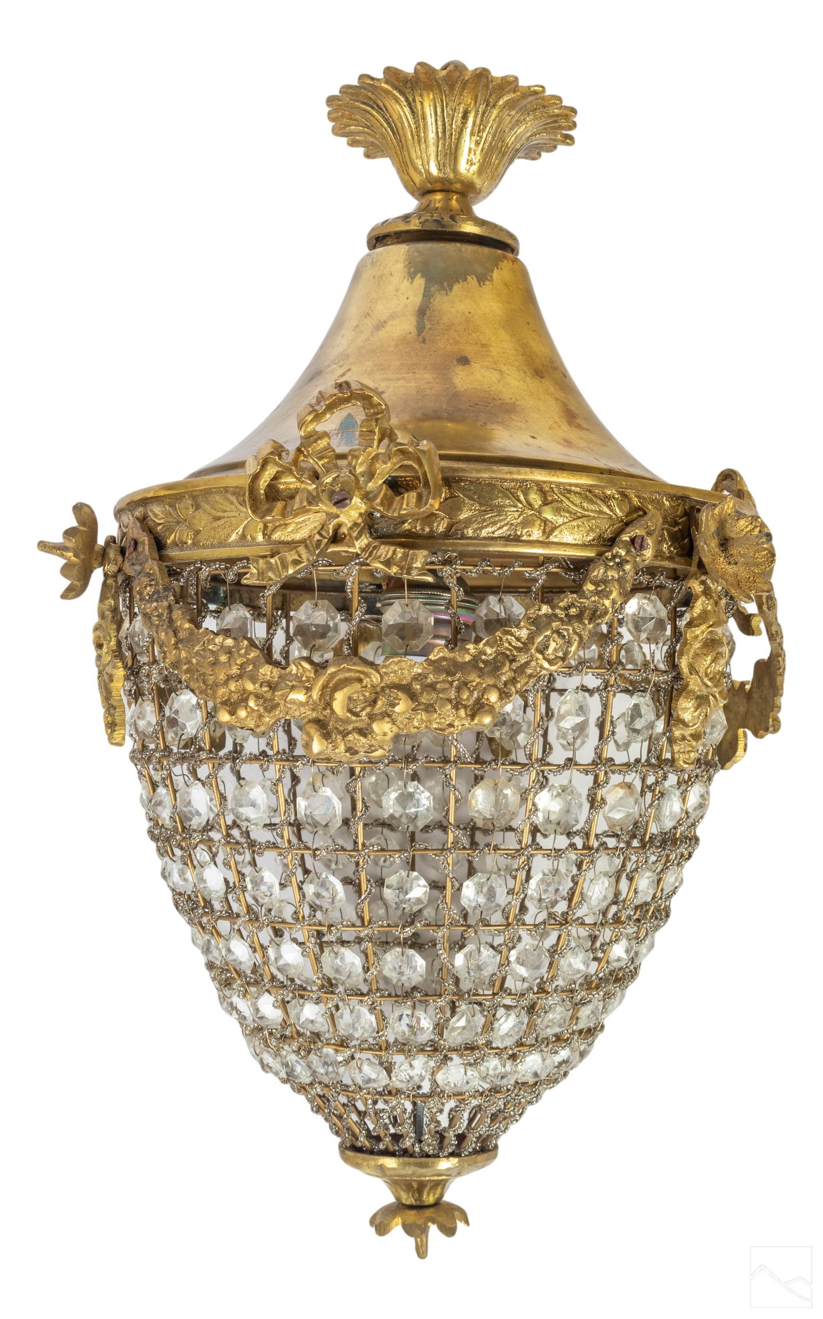 Dore Bronze & Crystal Beaded Hanging Light Fixture (1 of 4)