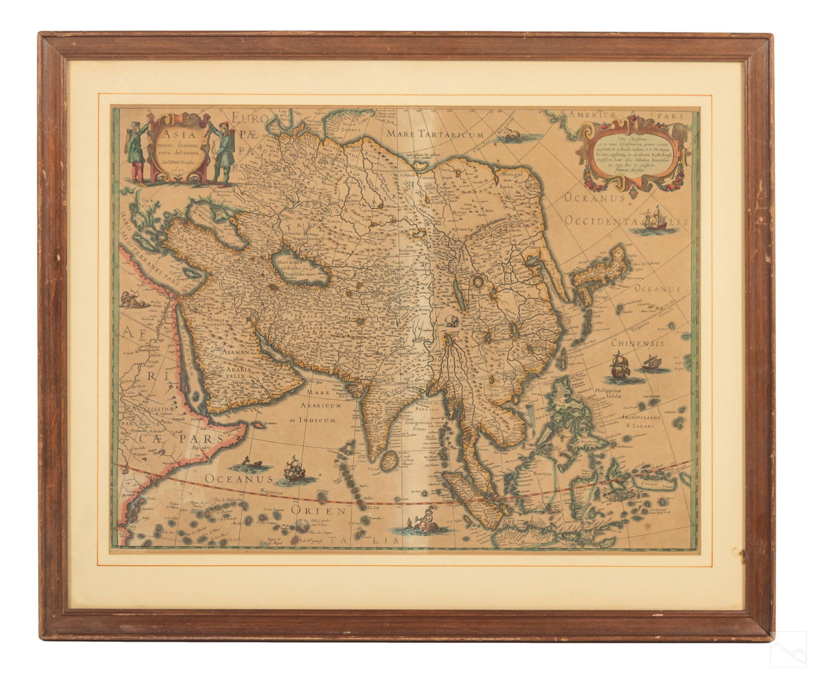 17C. Jodocus Hondius Map of Asia Colored Engraving (1 of 3)