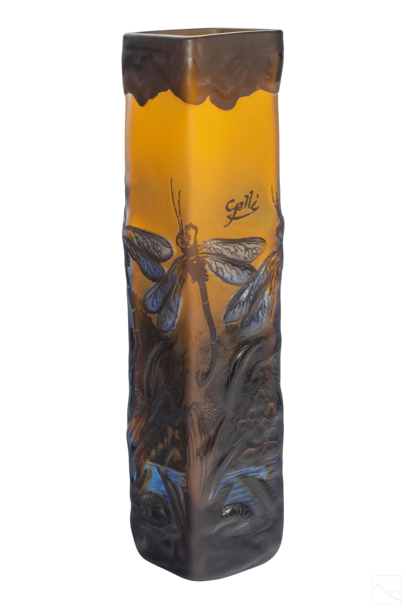 Dragonfly Cameo Art Glass Vase after Emile Galle (1 of 5)