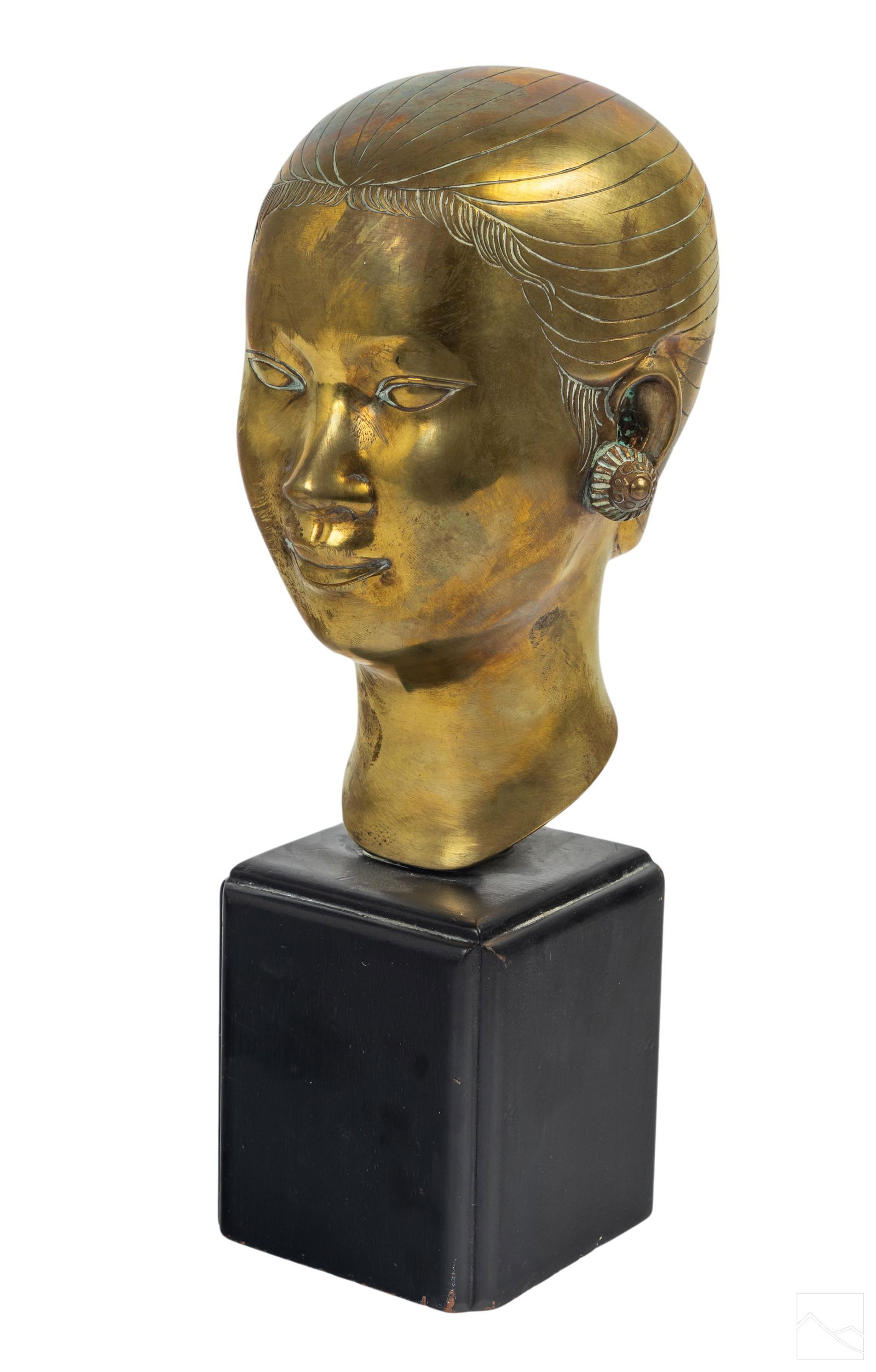 Southeast Asian Brass Woman Bust Head Sculpture (1 of 5)