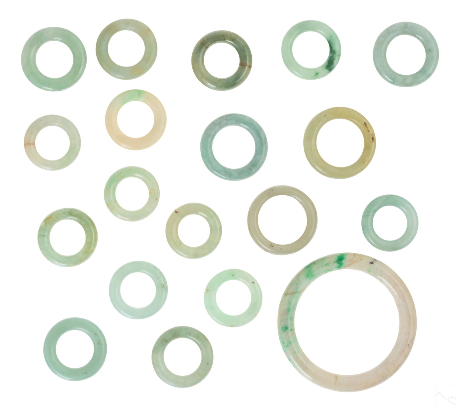 Chinese Assorted Jade Archers Rings & Bangle 19Pc. (1 of 5)