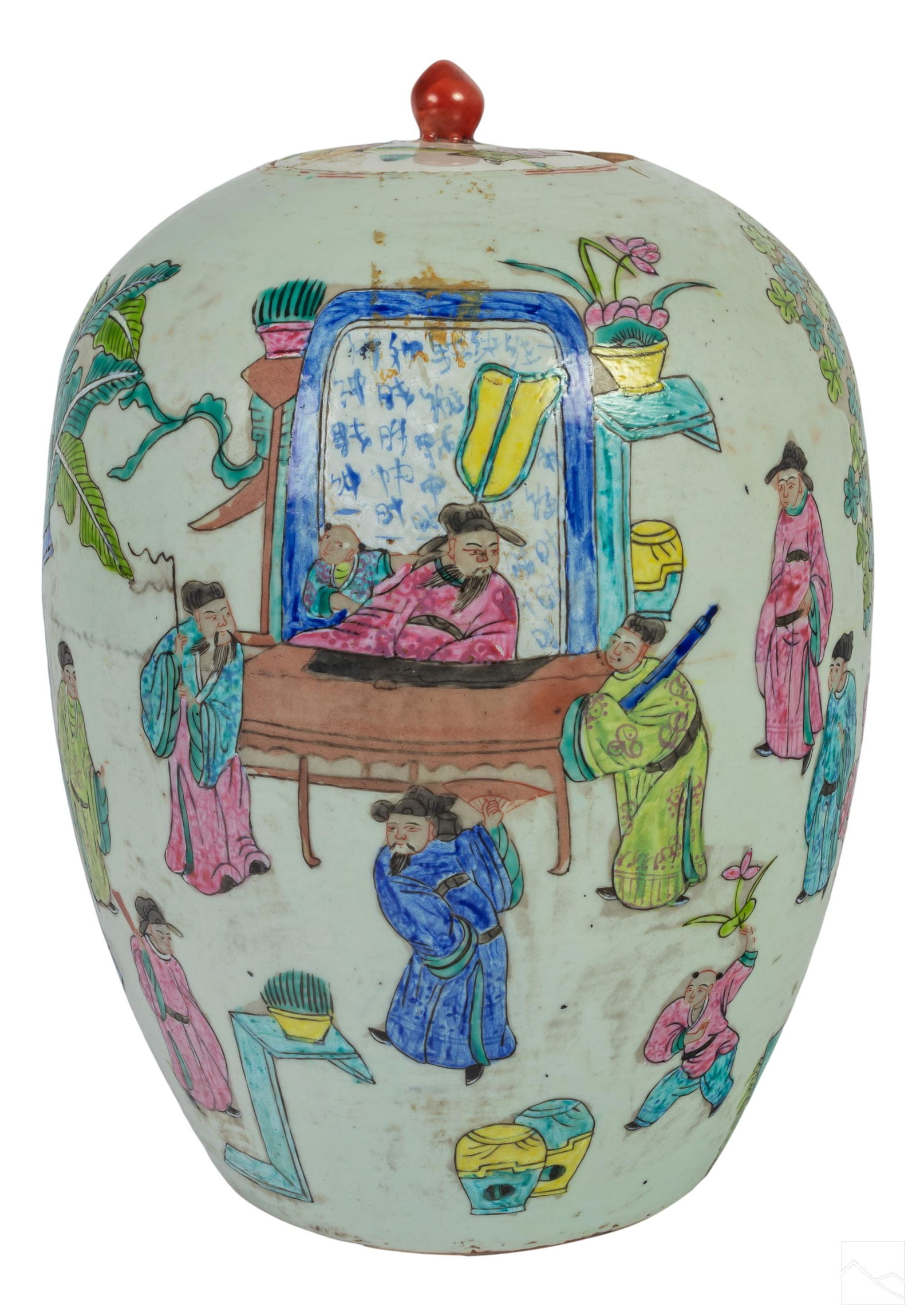 Chinese Porcelain Rose Mandarin (19C.) Ginger Jar (1 of 6)