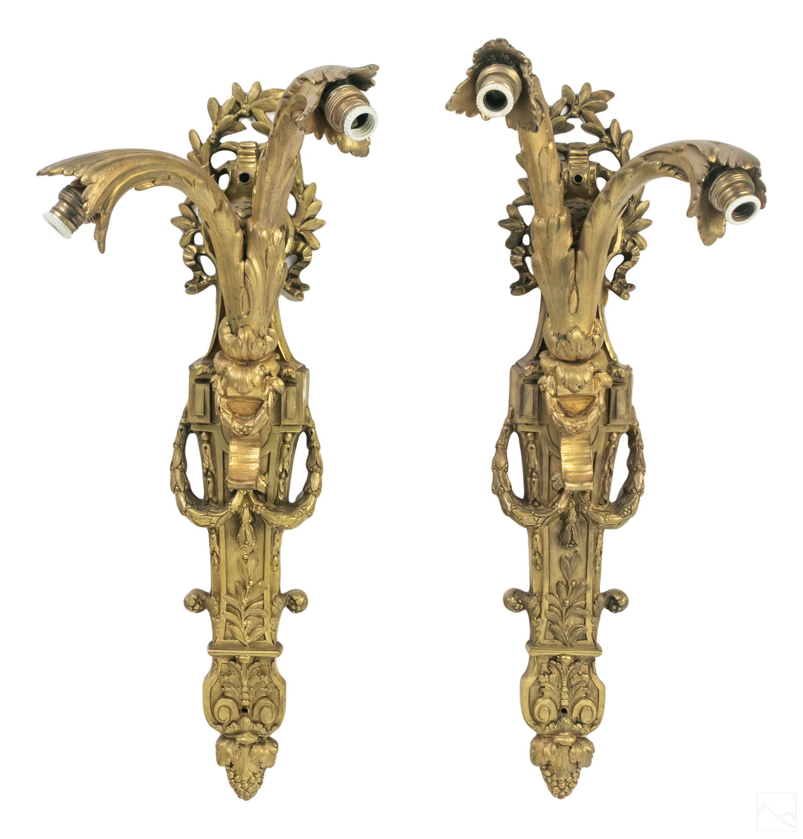 French Bronze Louis XVI Style Two Arm Wall Sconces (1 of 6)