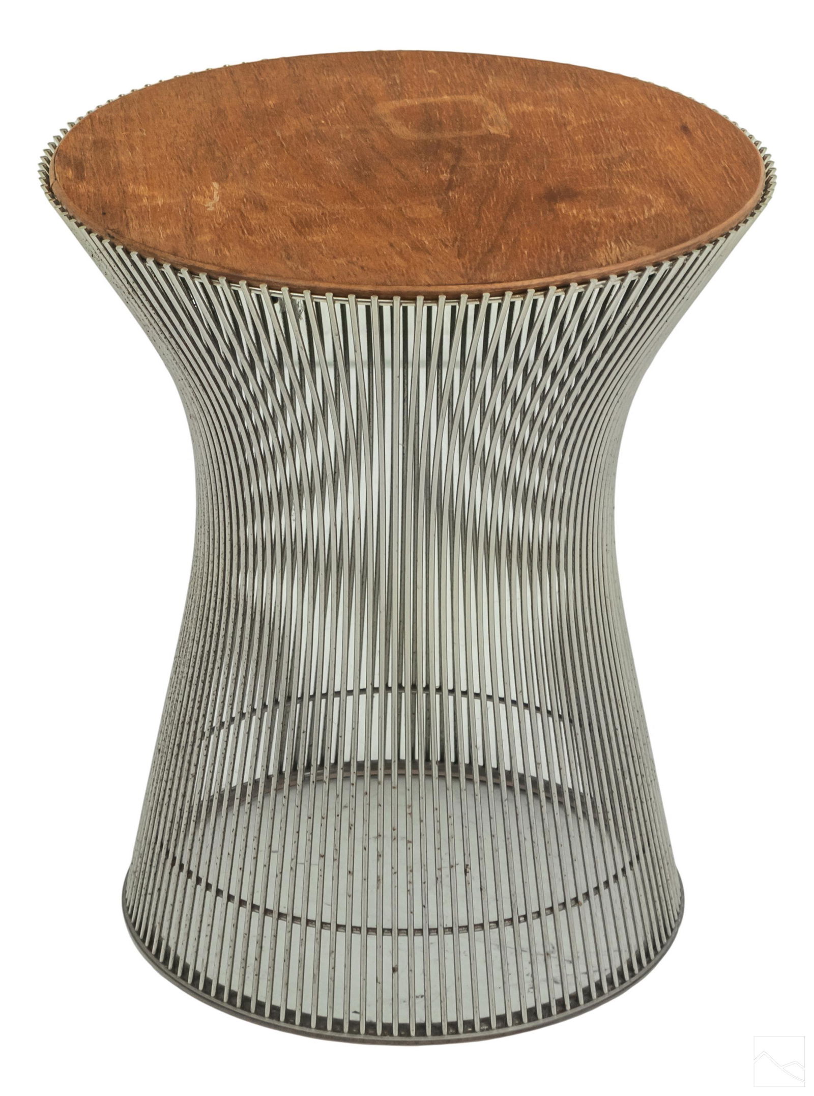 Warren Platner Chromed Steel Wood Top Side Table (1 of 6)
